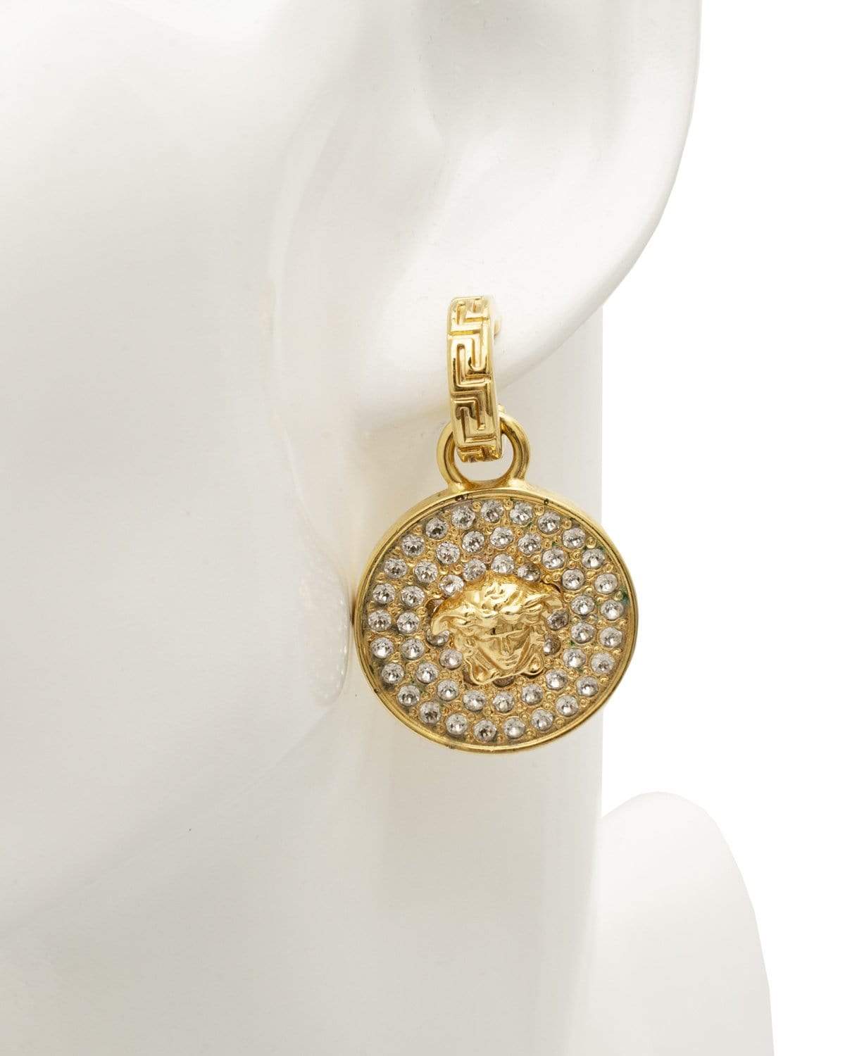 Versace Versace Gold and Diamante Medusa Disc Earrings - AWL2061