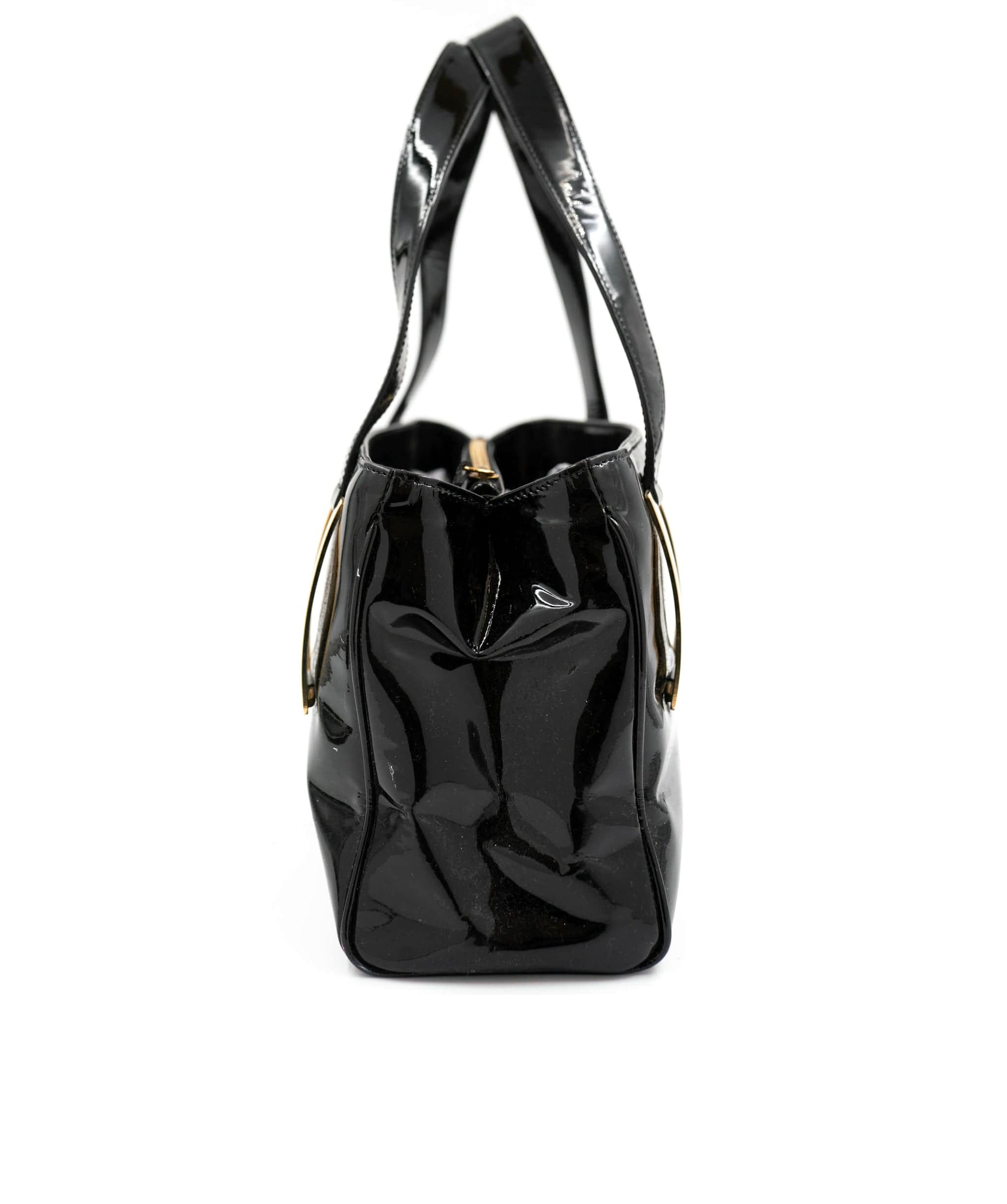 Versace Gianni Versace Black Patent Leather Tote Bag - AGL1643