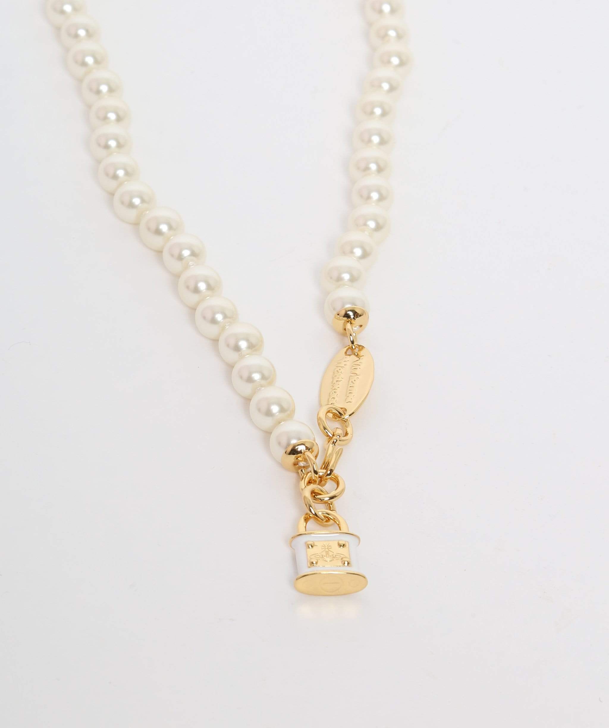 Vivienne Westwood Vivienne Westwood pearl choker necklace with gold  padlock pendant