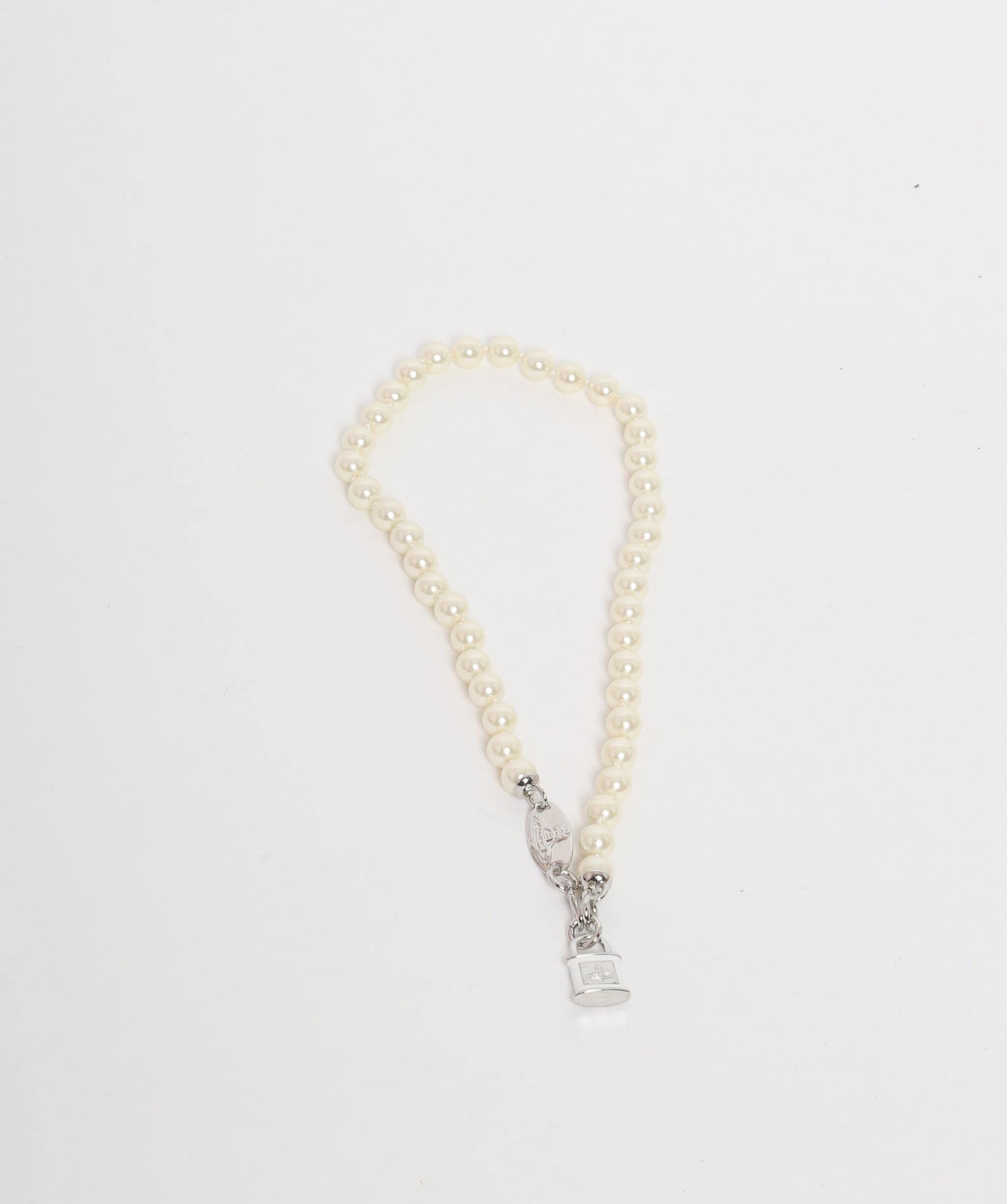 Vivienne Westwood Vivienne Westwood Pearl Choker Necklace with Silver Padlock Pendant