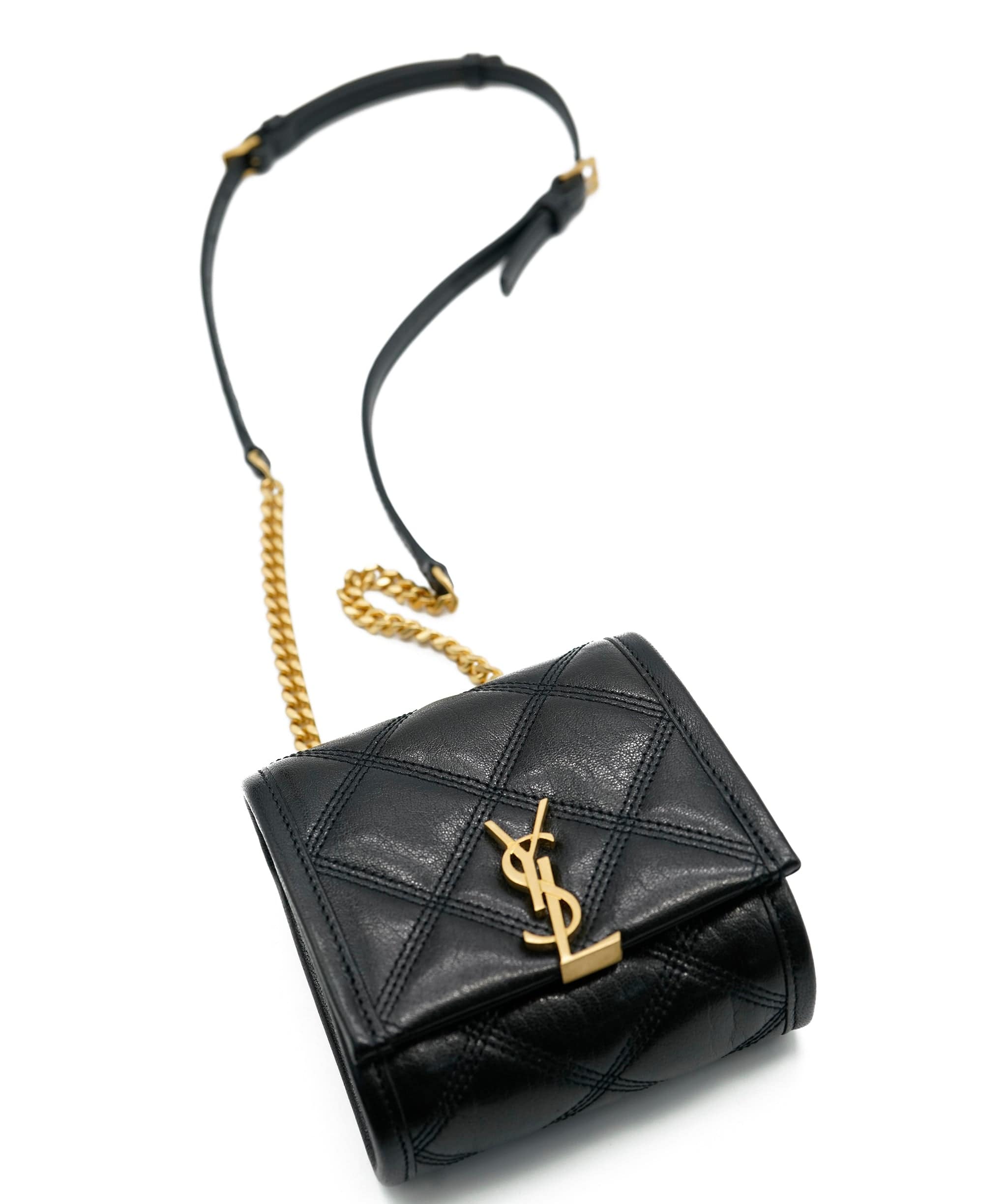 Yves Saint Laurent ysl black belt bag quilted ASL5797