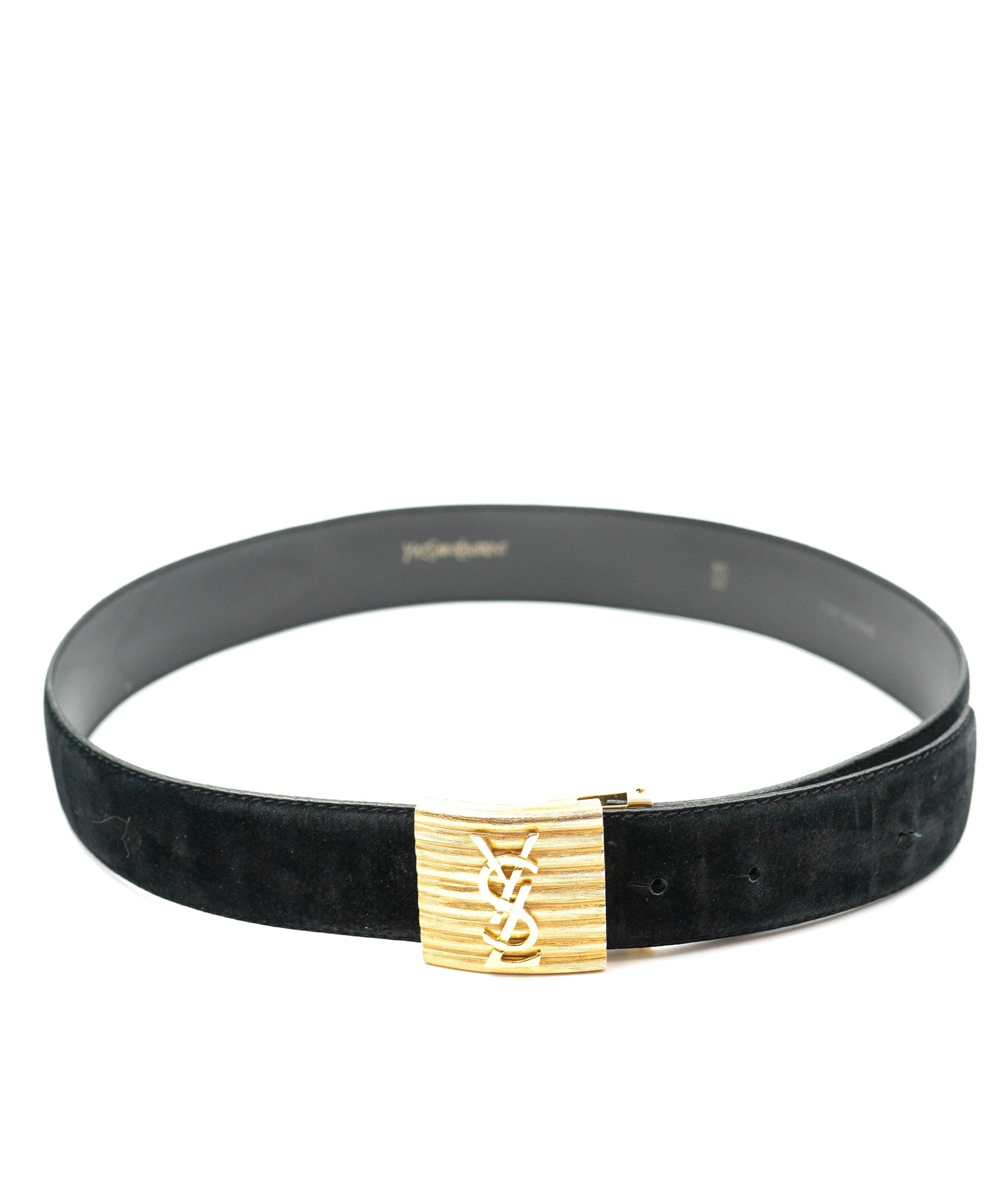 Yves Saint Laurent YSL Black Suede Belt c.1980s - AWL3095