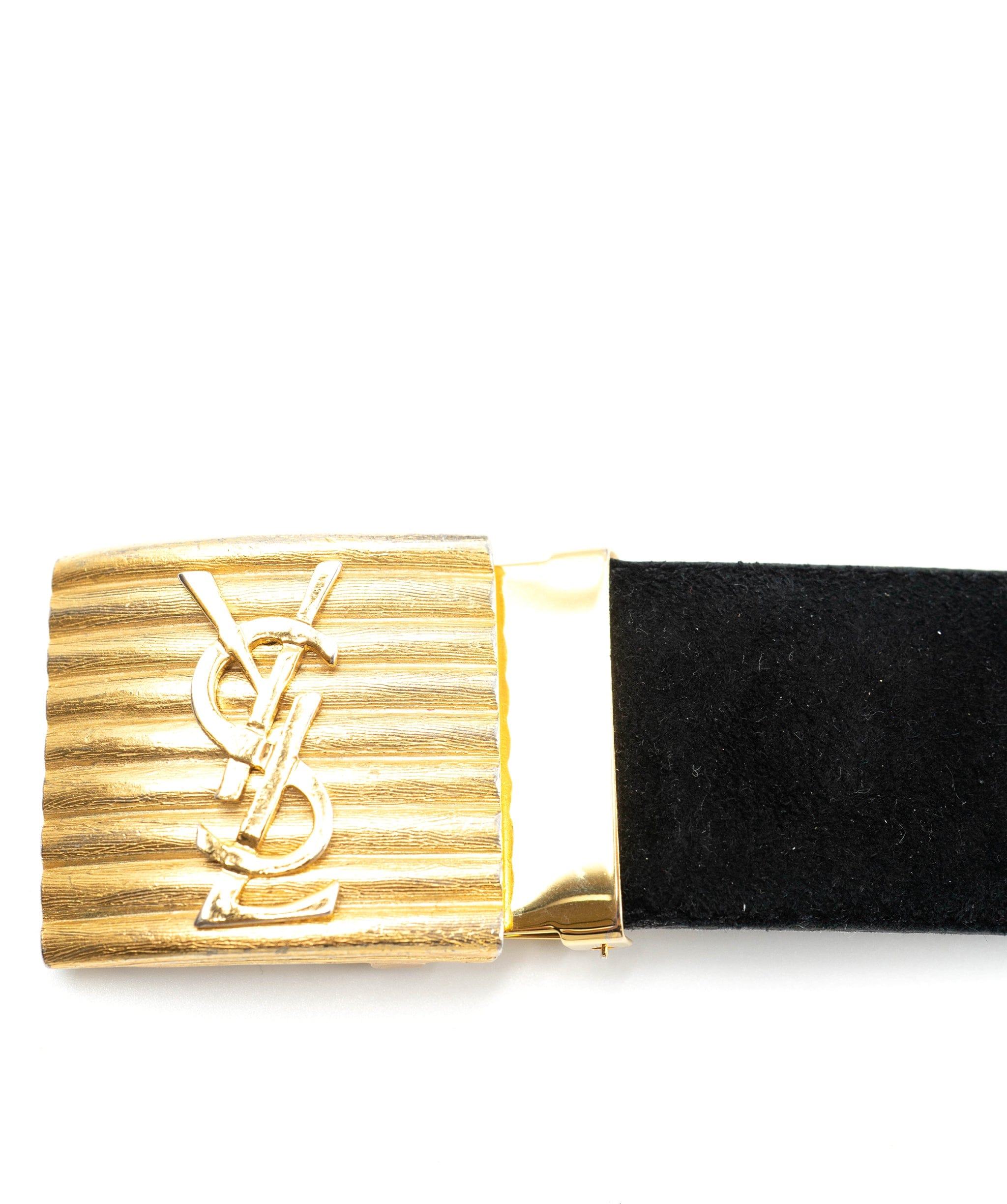 Yves Saint Laurent YSL Black Suede Belt c.1980s - AWL3095