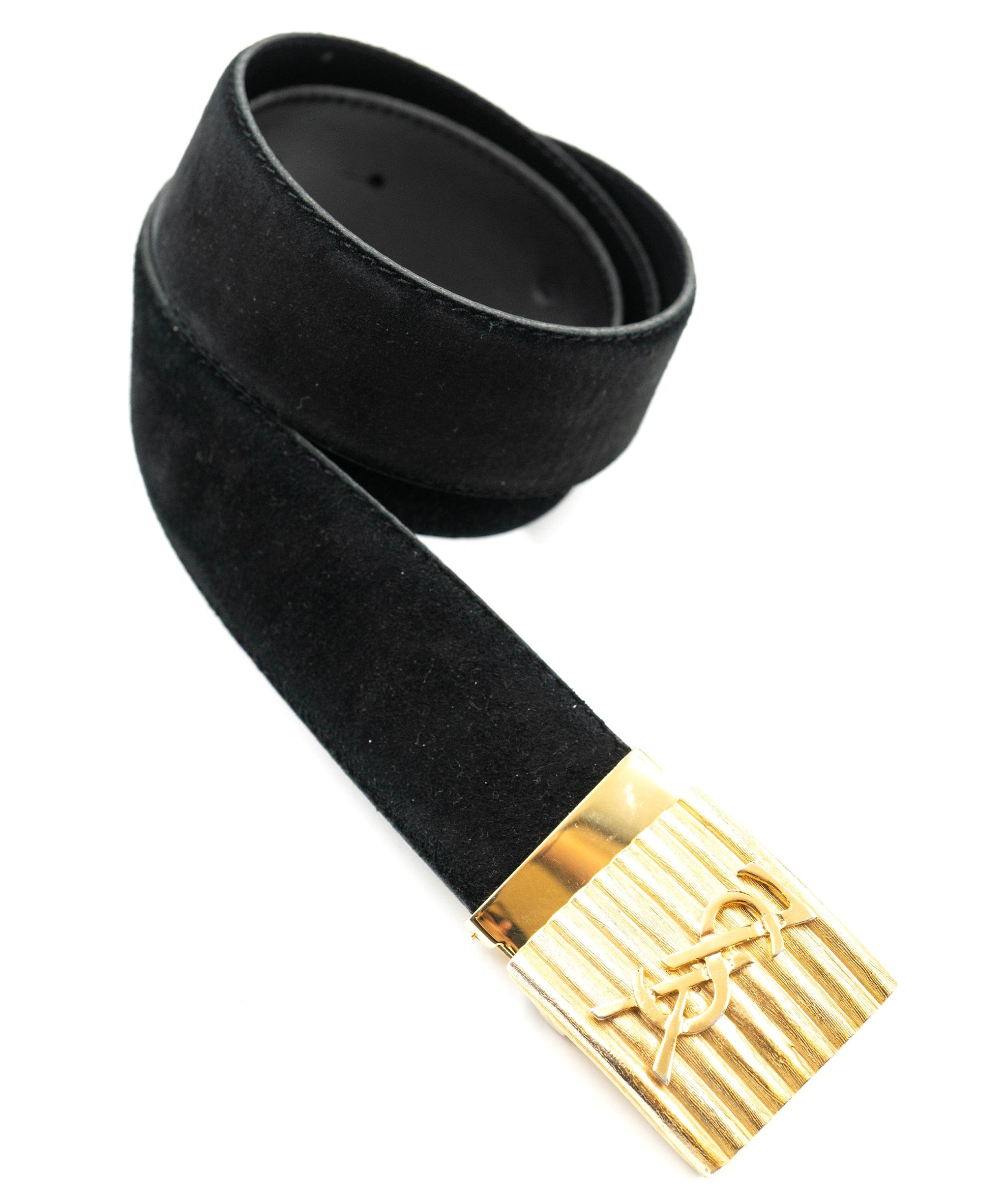 Yves Saint Laurent YSL Black Suede Belt c.1980s - AWL3095