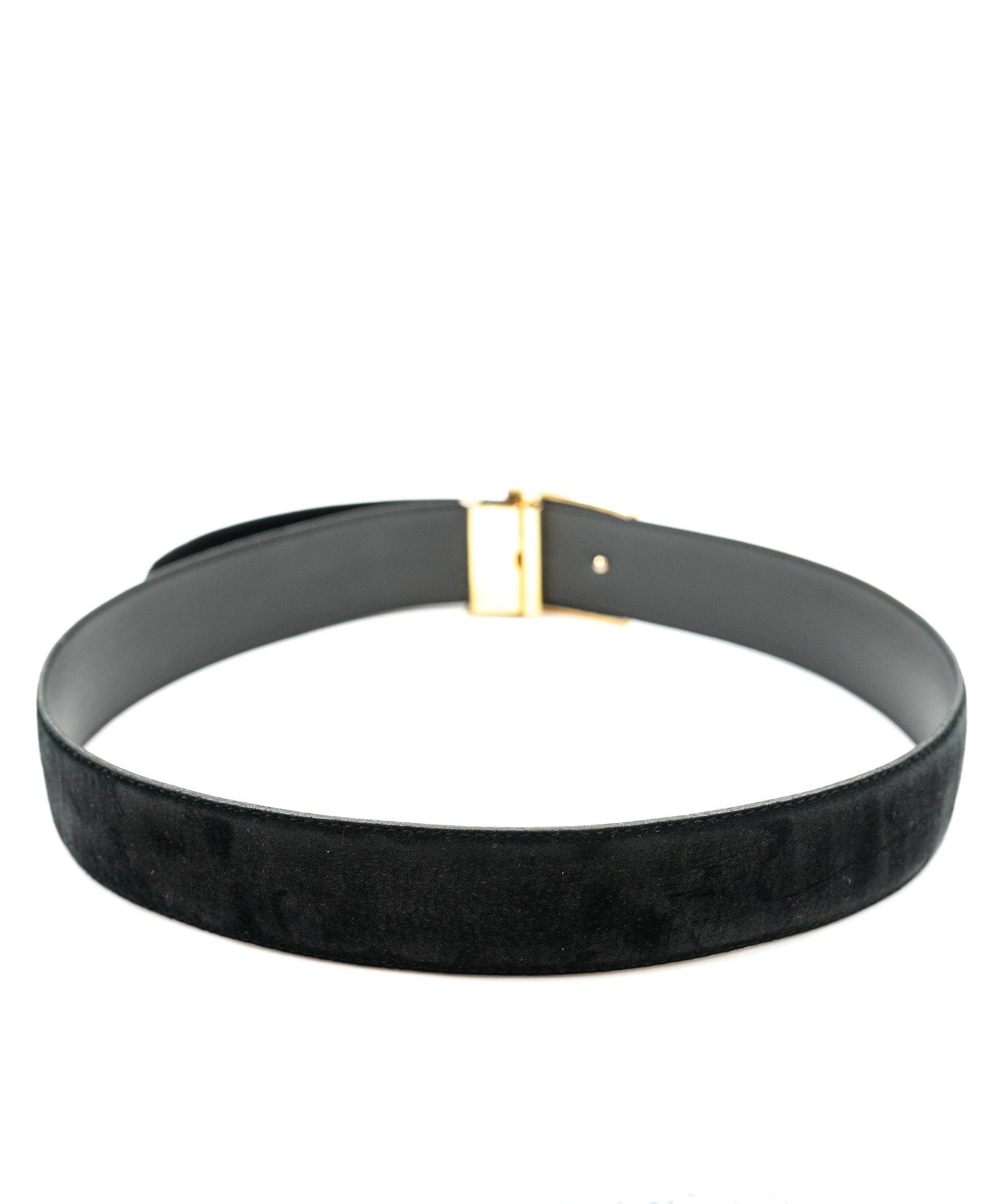 Yves Saint Laurent YSL Black Suede Belt c.1980s - AWL3095