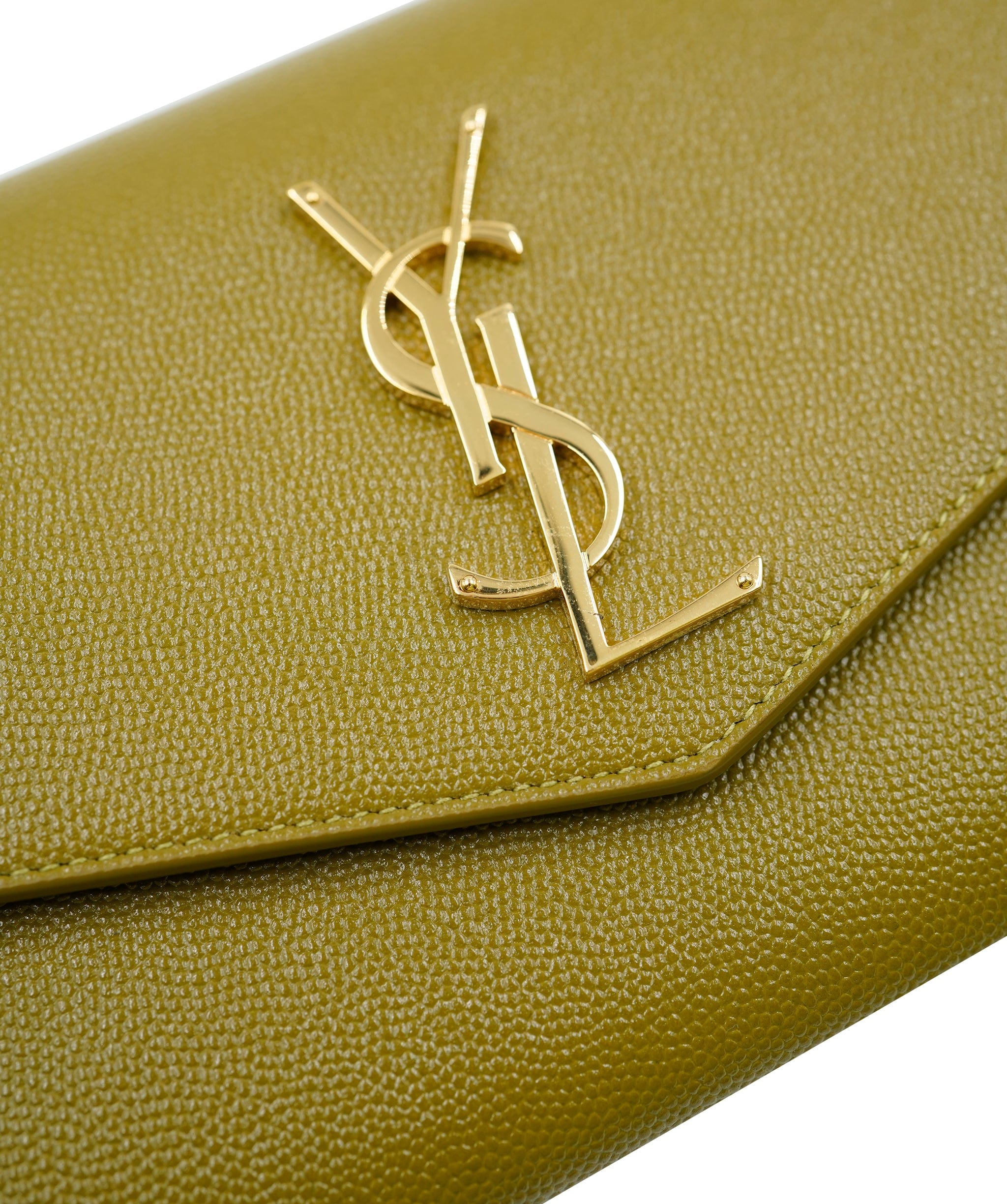 Yves Saint Laurent YSL cassandre wallet on chain GHW olive green  ASL5463