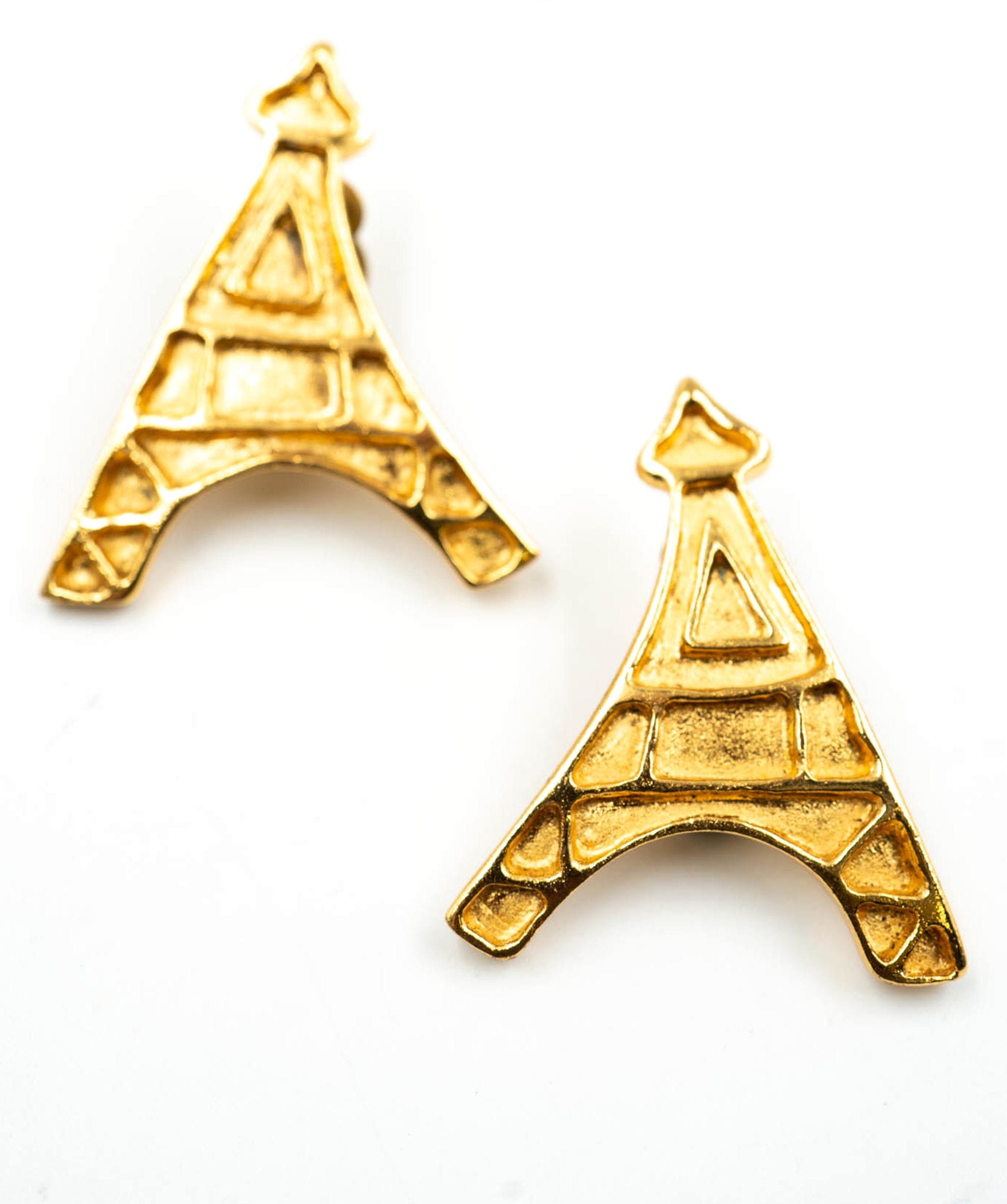 Yves Saint Laurent YSL eiffel tower gold clip on earrings - AWL3871