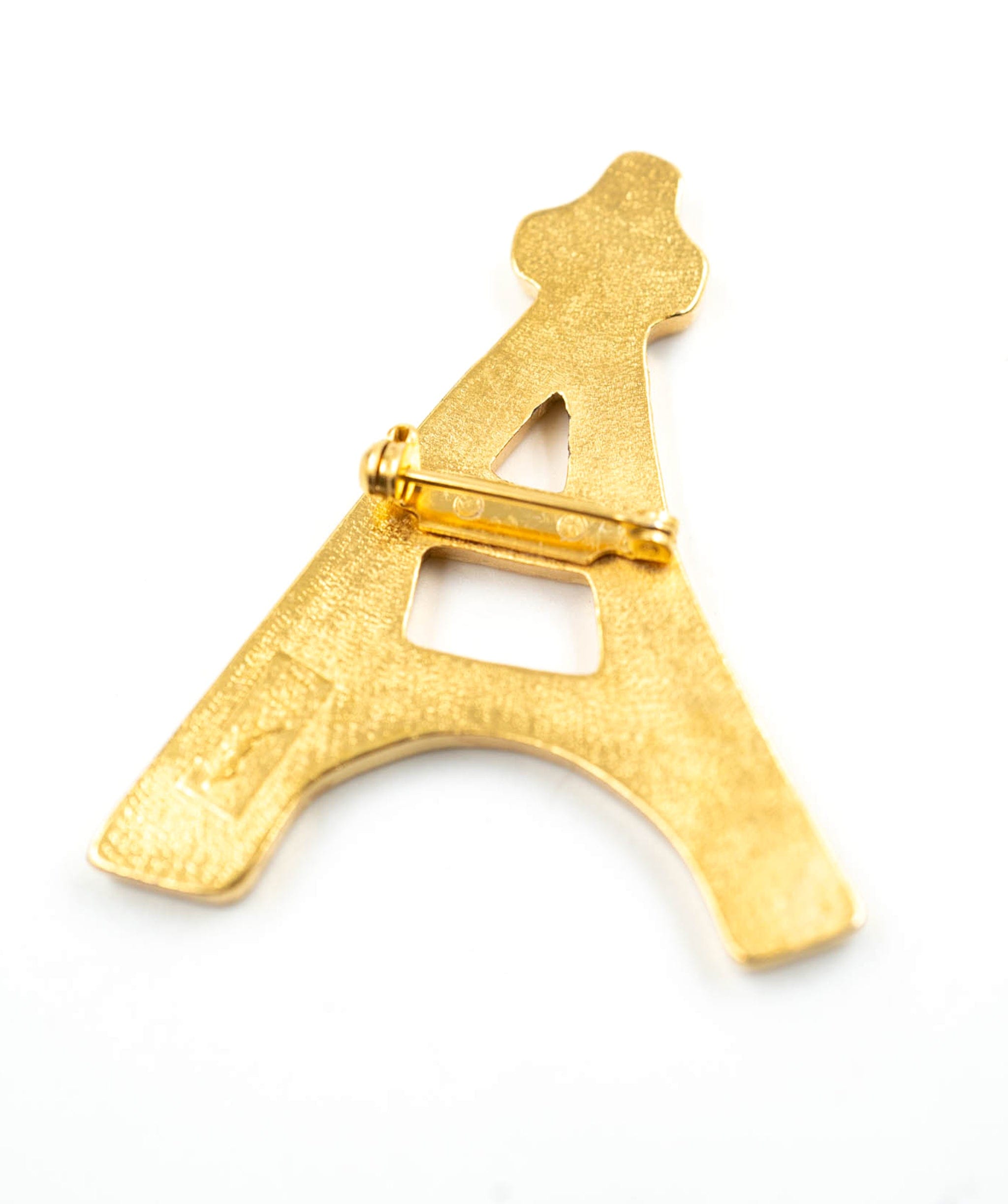 Yves Saint Laurent YSL gold Eiffel tower brooch - AWL3859