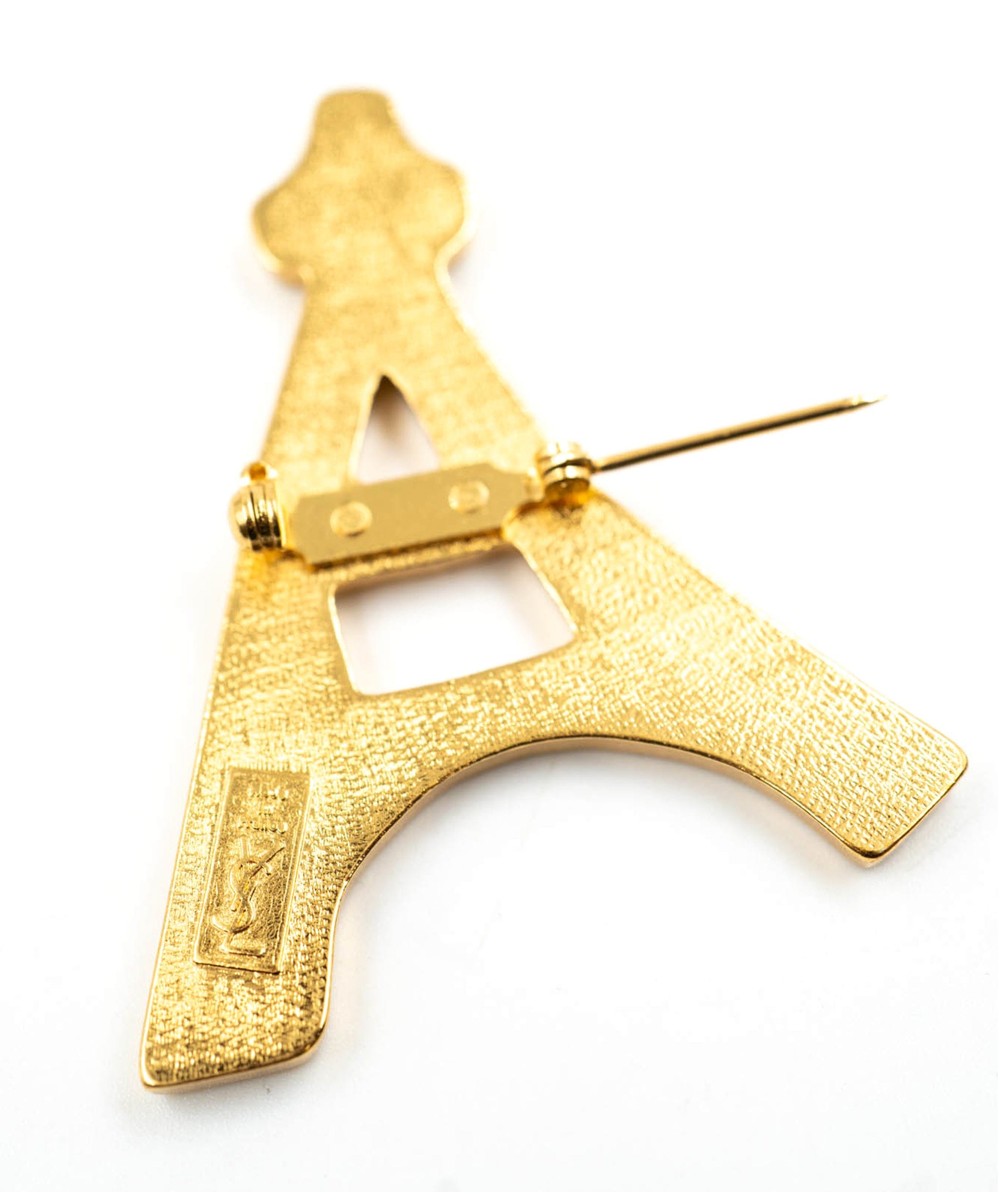 Yves Saint Laurent YSL gold eiffel tower brooch - AWL3860