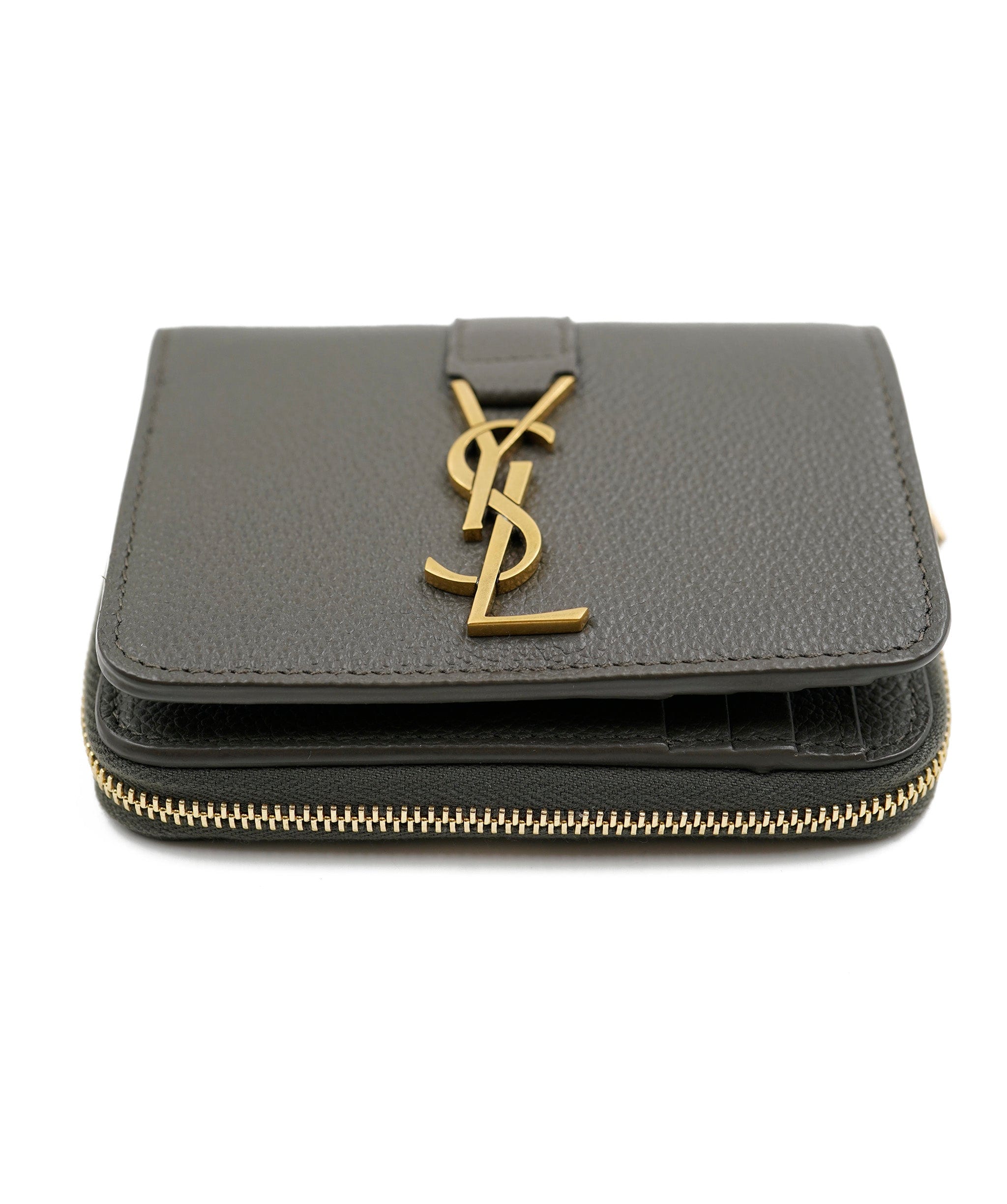 Yves Saint Laurent YSL grey compact wallet with GHW ASL5466