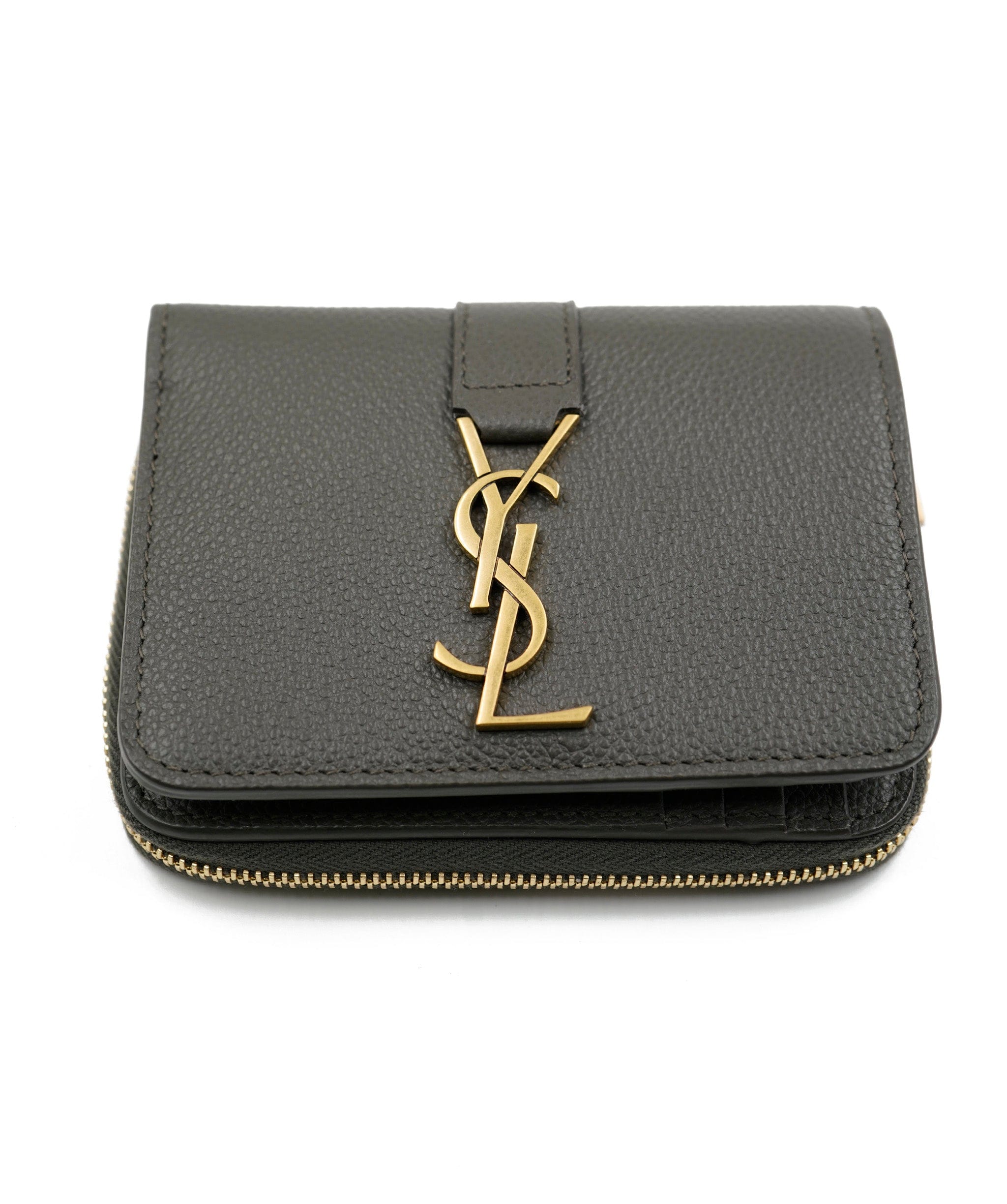 Yves Saint Laurent YSL grey compact wallet with GHW ASL5466