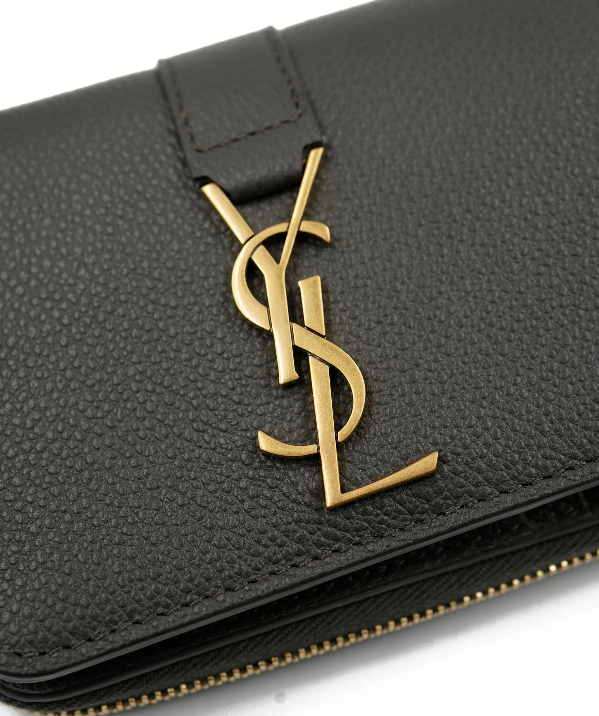 Yves Saint Laurent YSL grey compact wallet with GHW ASL5466