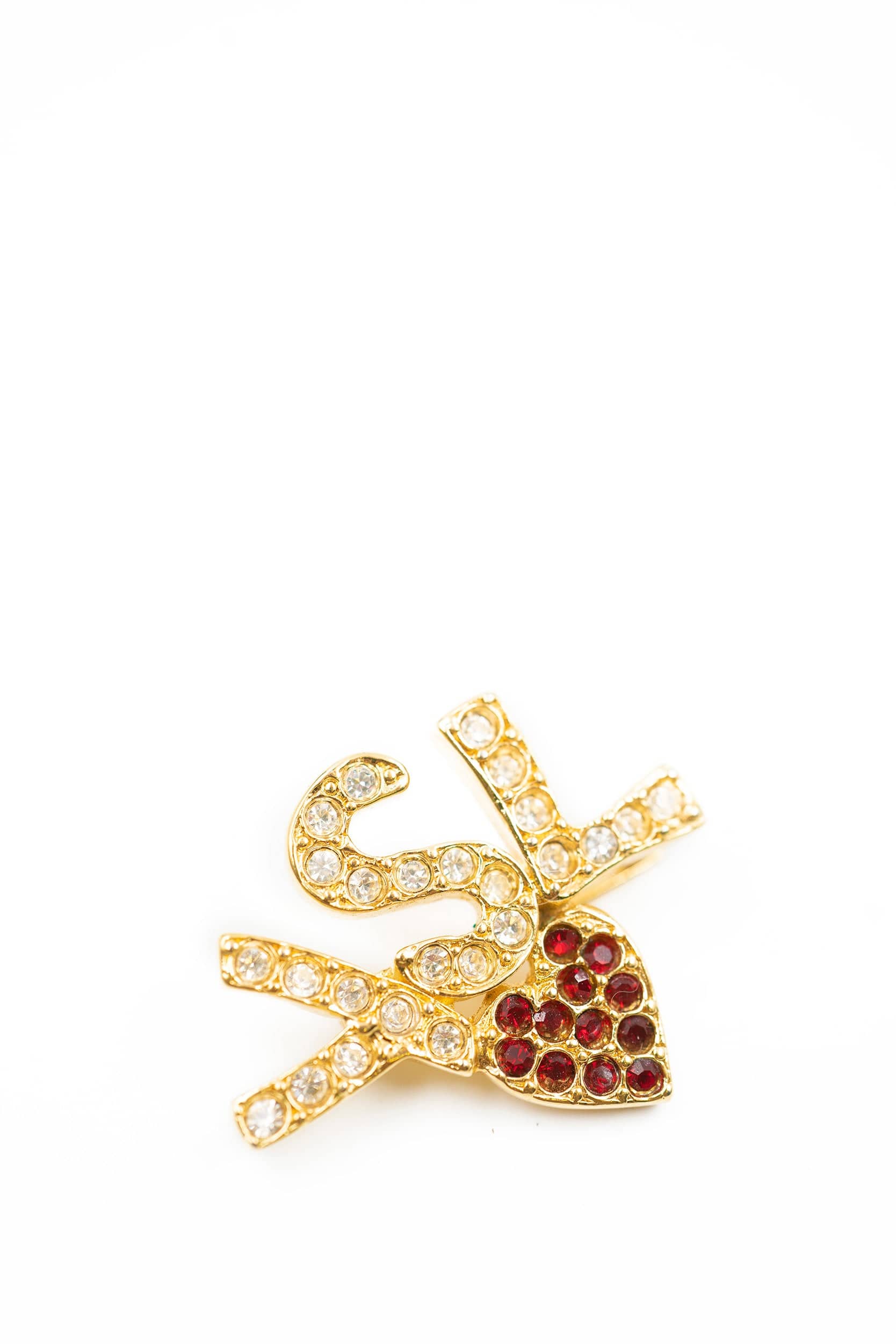 Yves Saint Laurent YSL logo crystal brooch - AWL2430