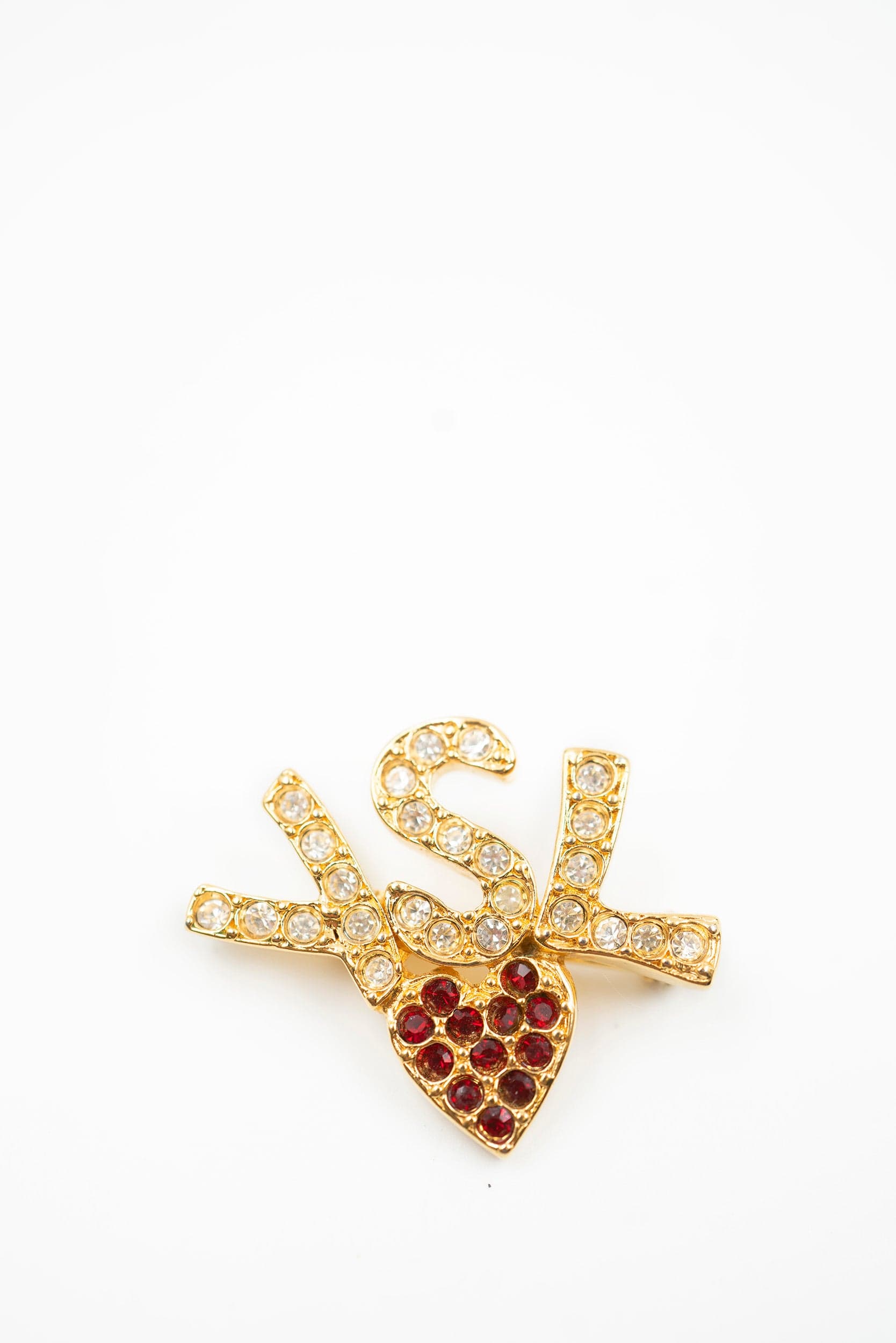 Yves Saint Laurent YSL logo crystal brooch - AWL2430