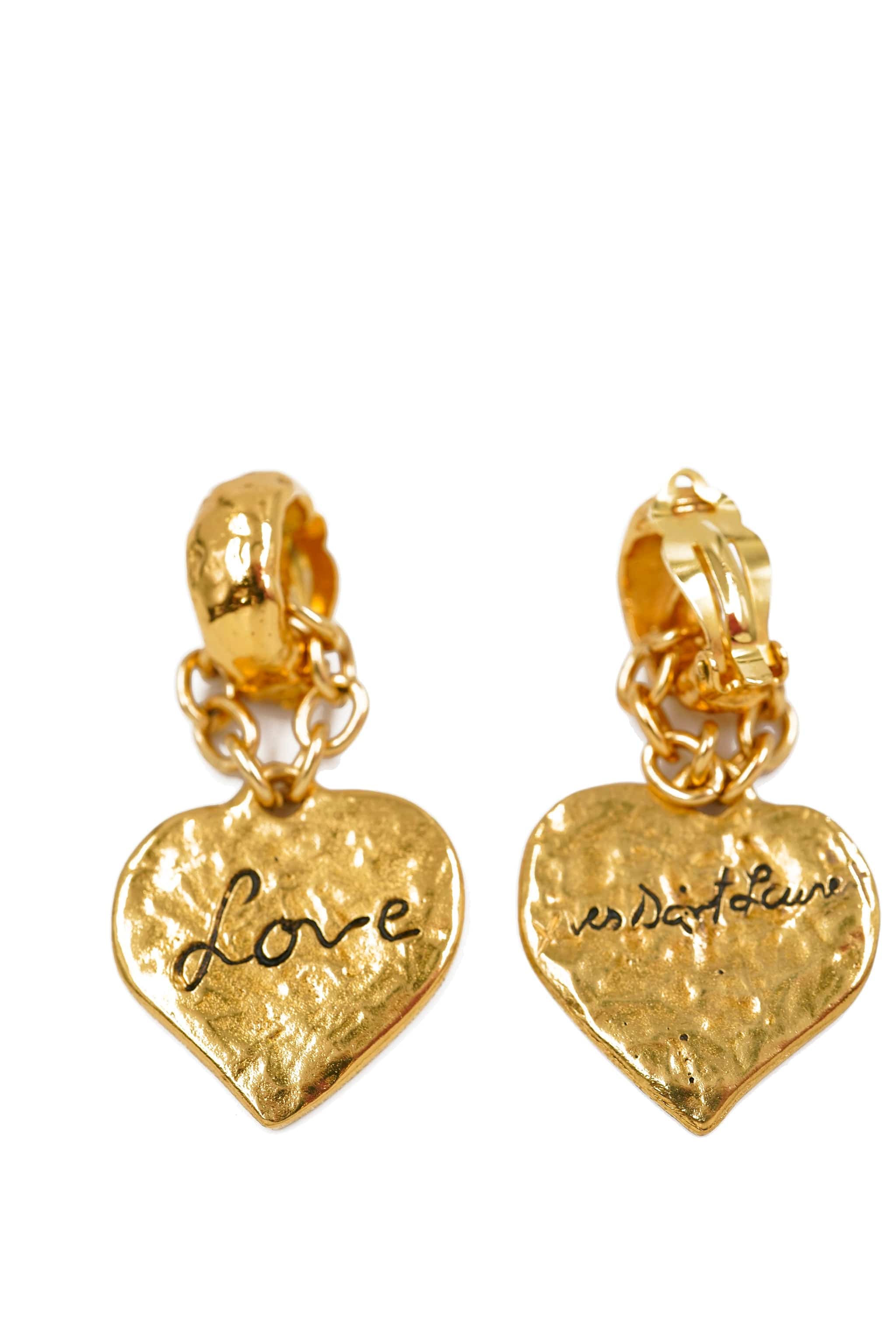 Yves Saint Laurent YSL logo heart earrings - AWL4195