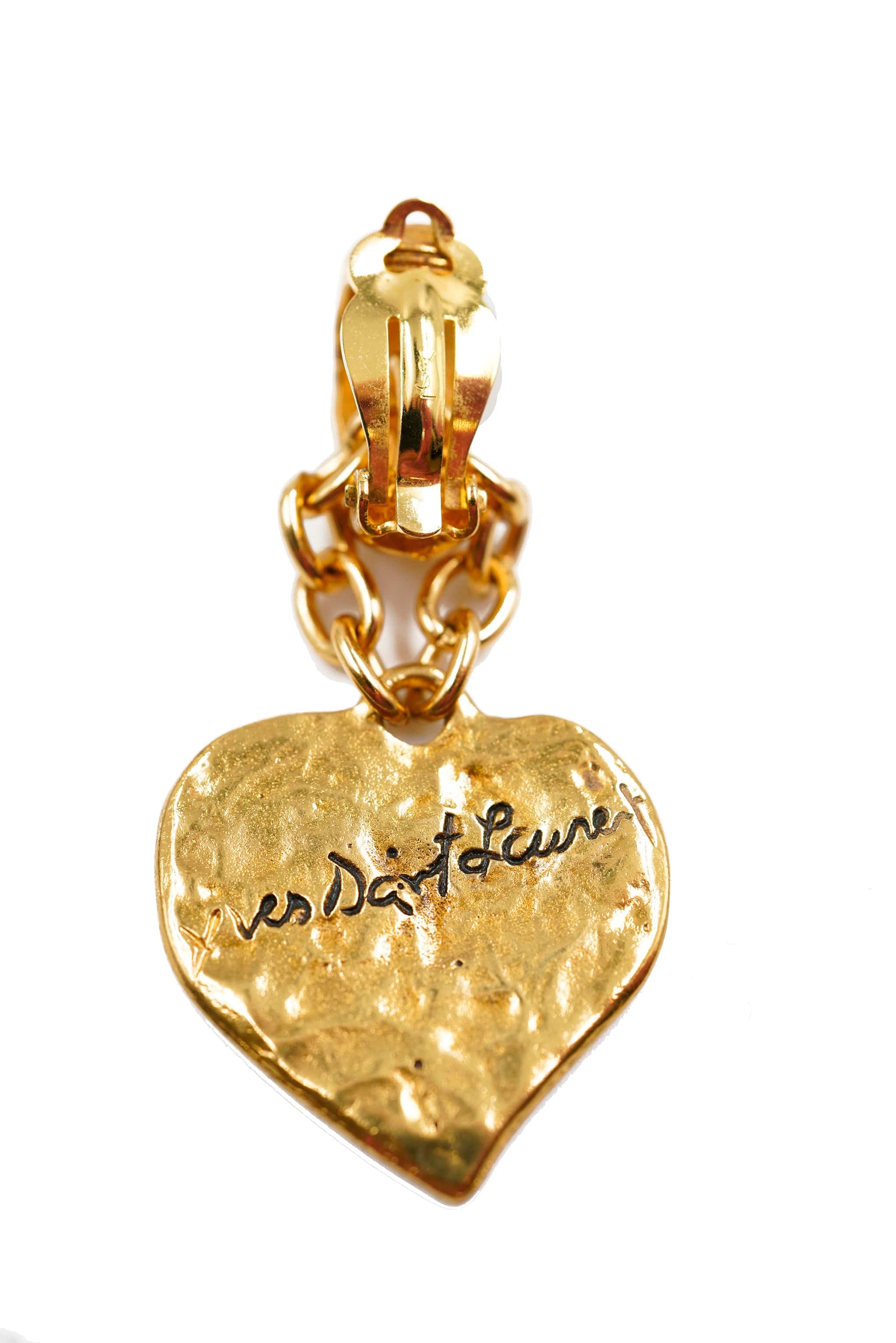 Yves Saint Laurent YSL logo heart earrings - AWL4195