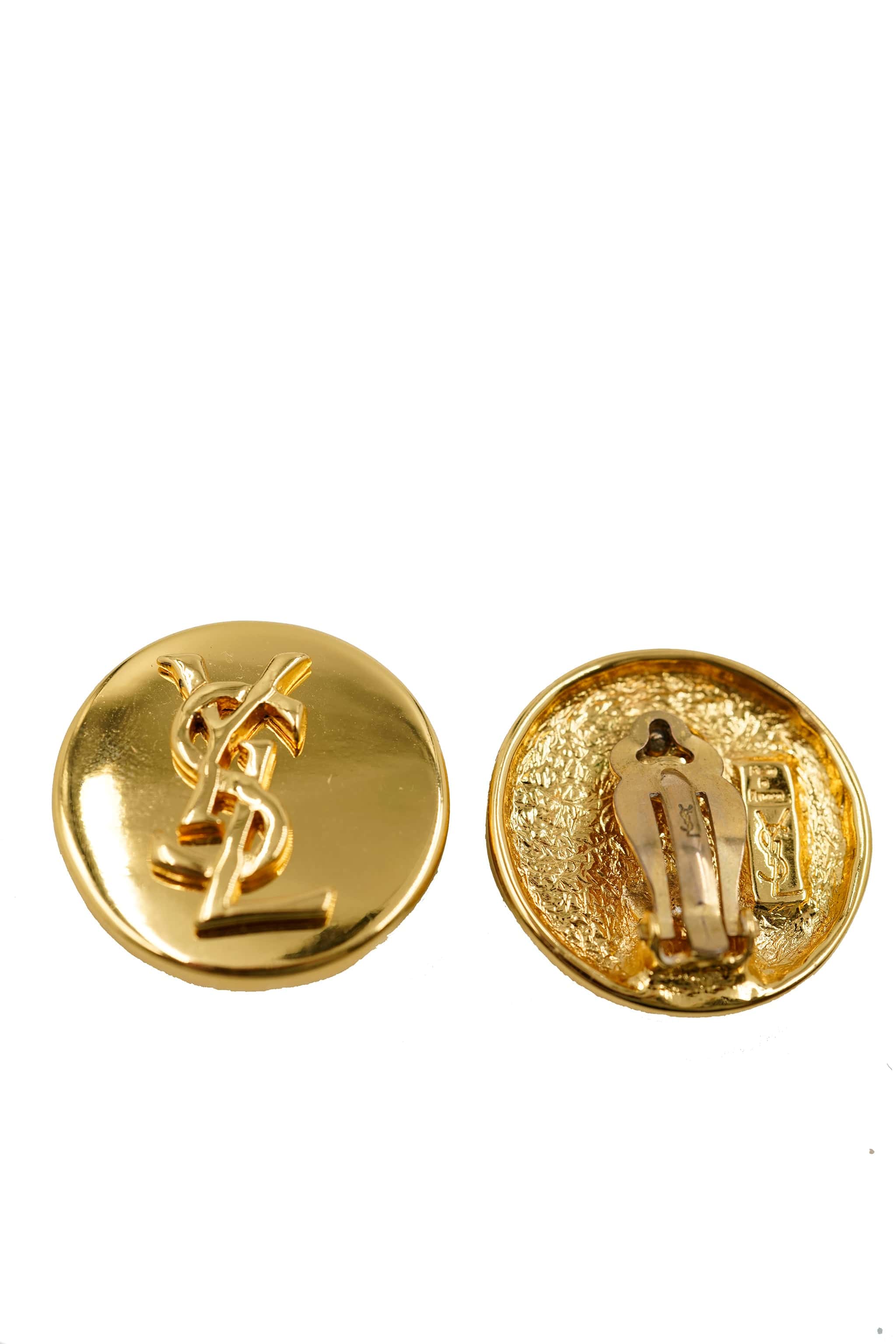 Yves Saint Laurent YSL logo round earrings - AWL4201