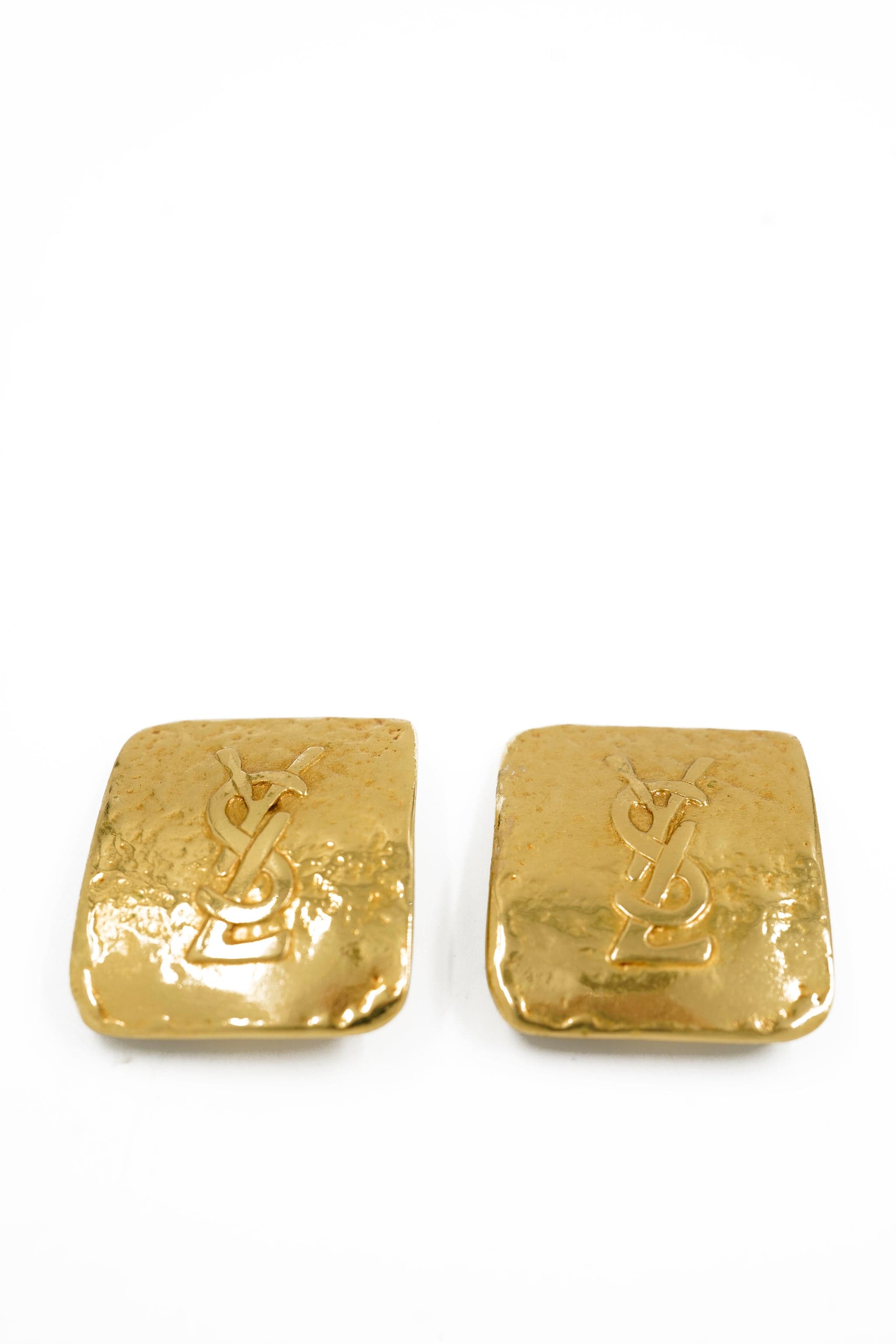 Yves Saint Laurent YSL rectangular logo earrings - AWL4199