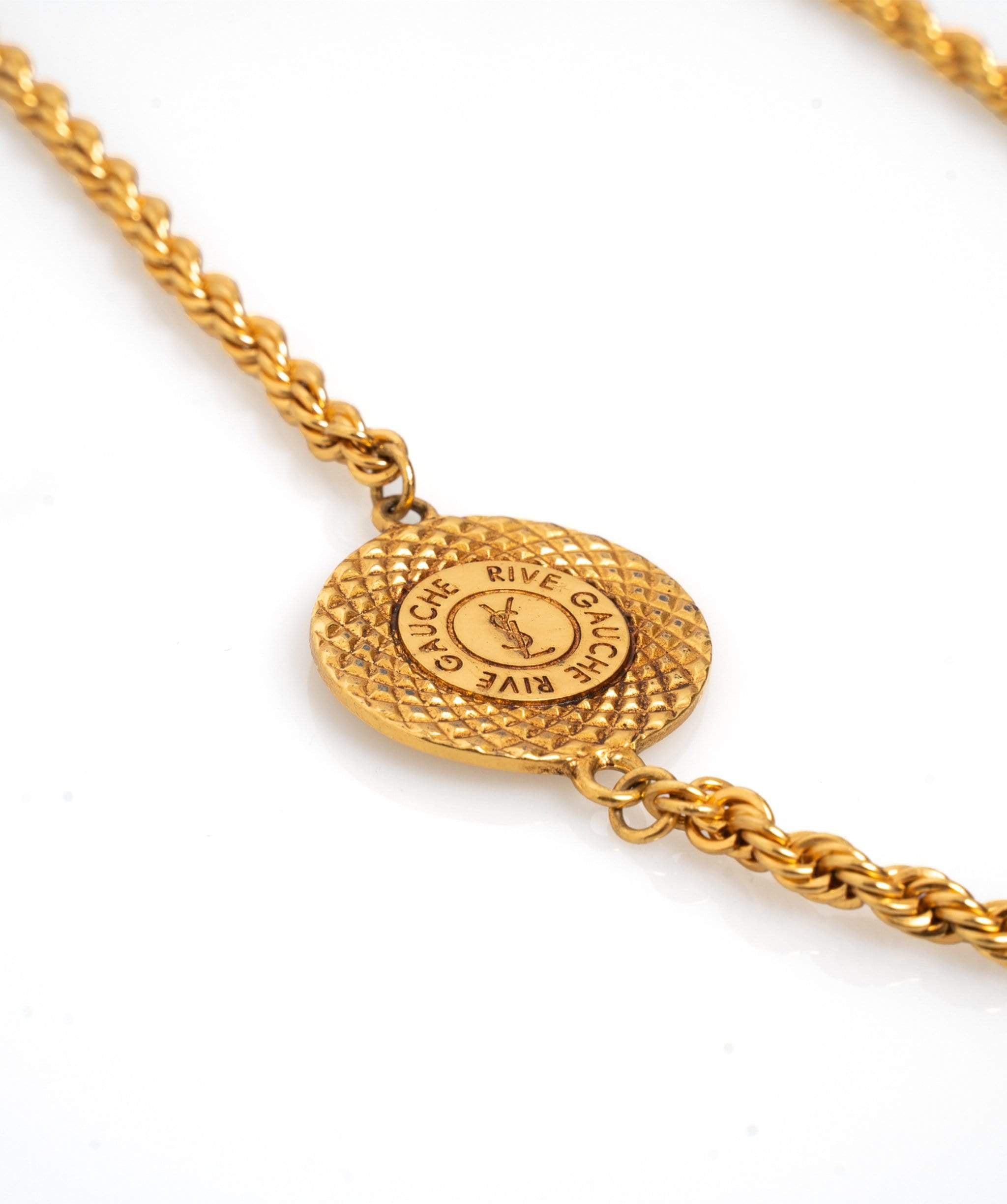 Yves Saint Laurent YSL Rive gauche Gold coin necklace - AWL1254