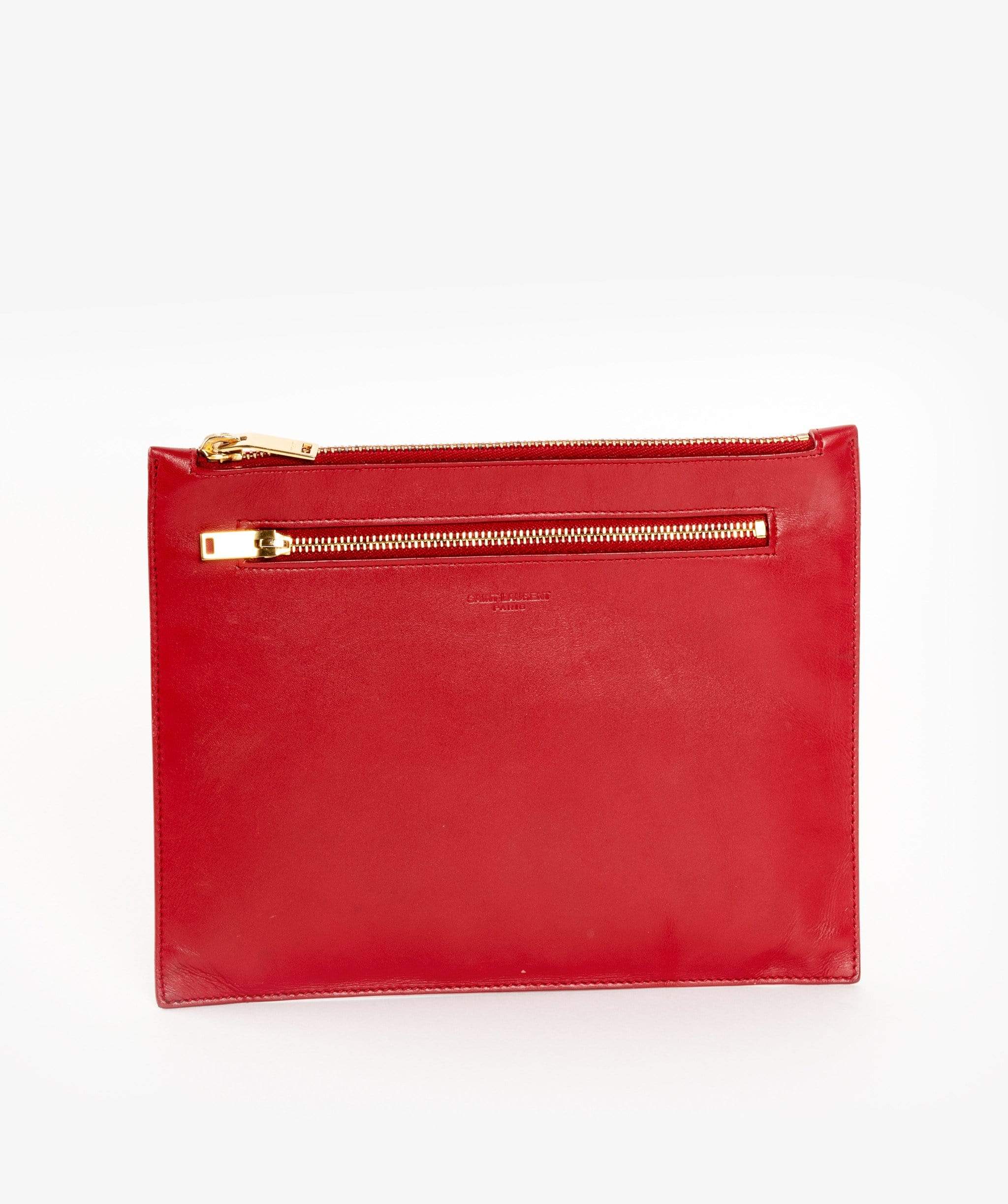 Yves Saint Laurent Yves Saint Laurent Red Leather Pouch