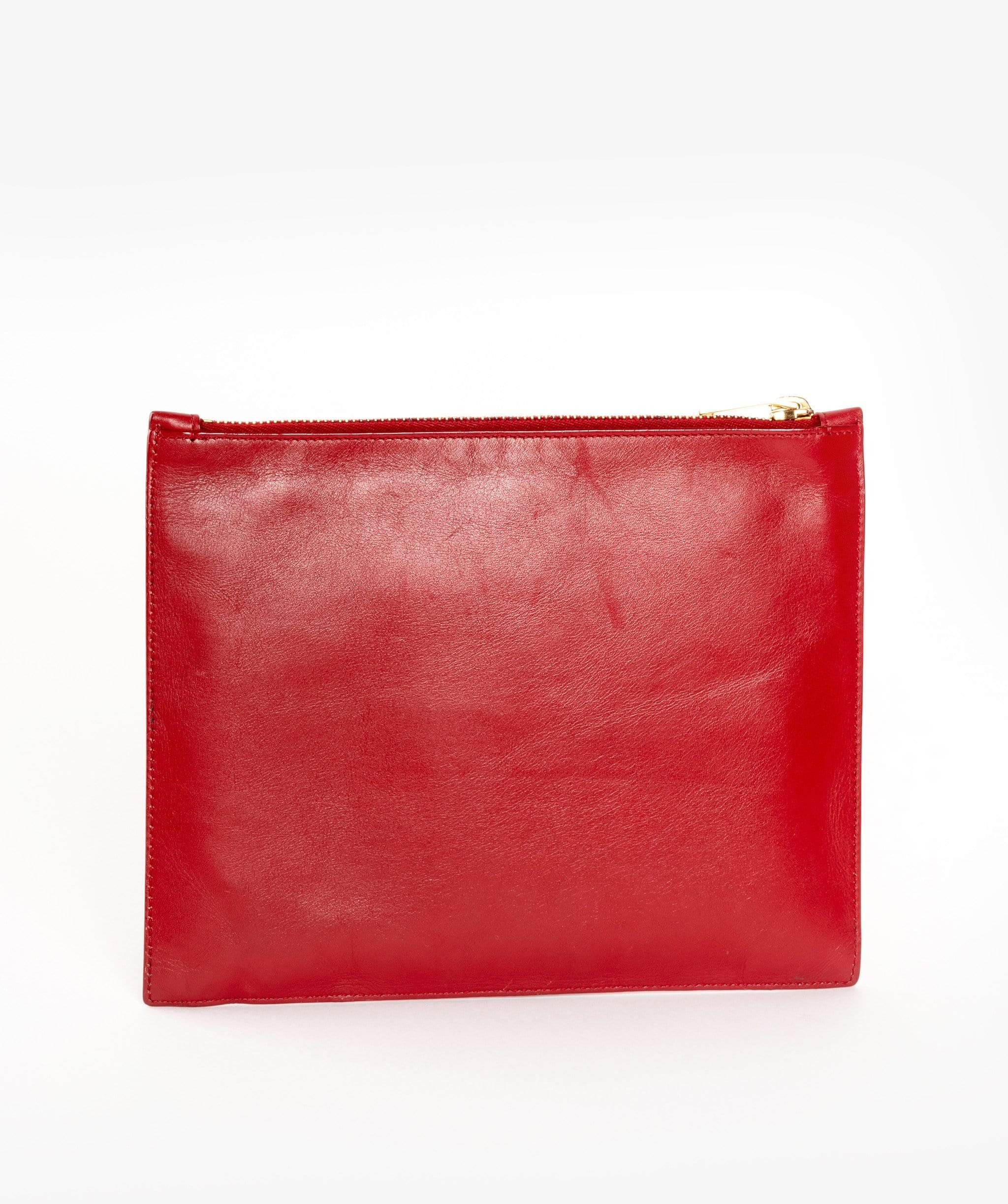 Yves Saint Laurent Yves Saint Laurent Red Leather Pouch