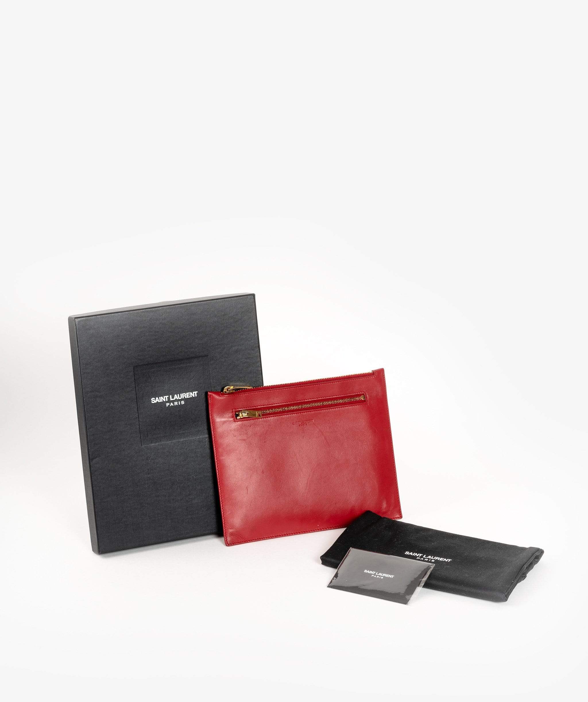 Yves Saint Laurent Yves Saint Laurent Red Leather Pouch