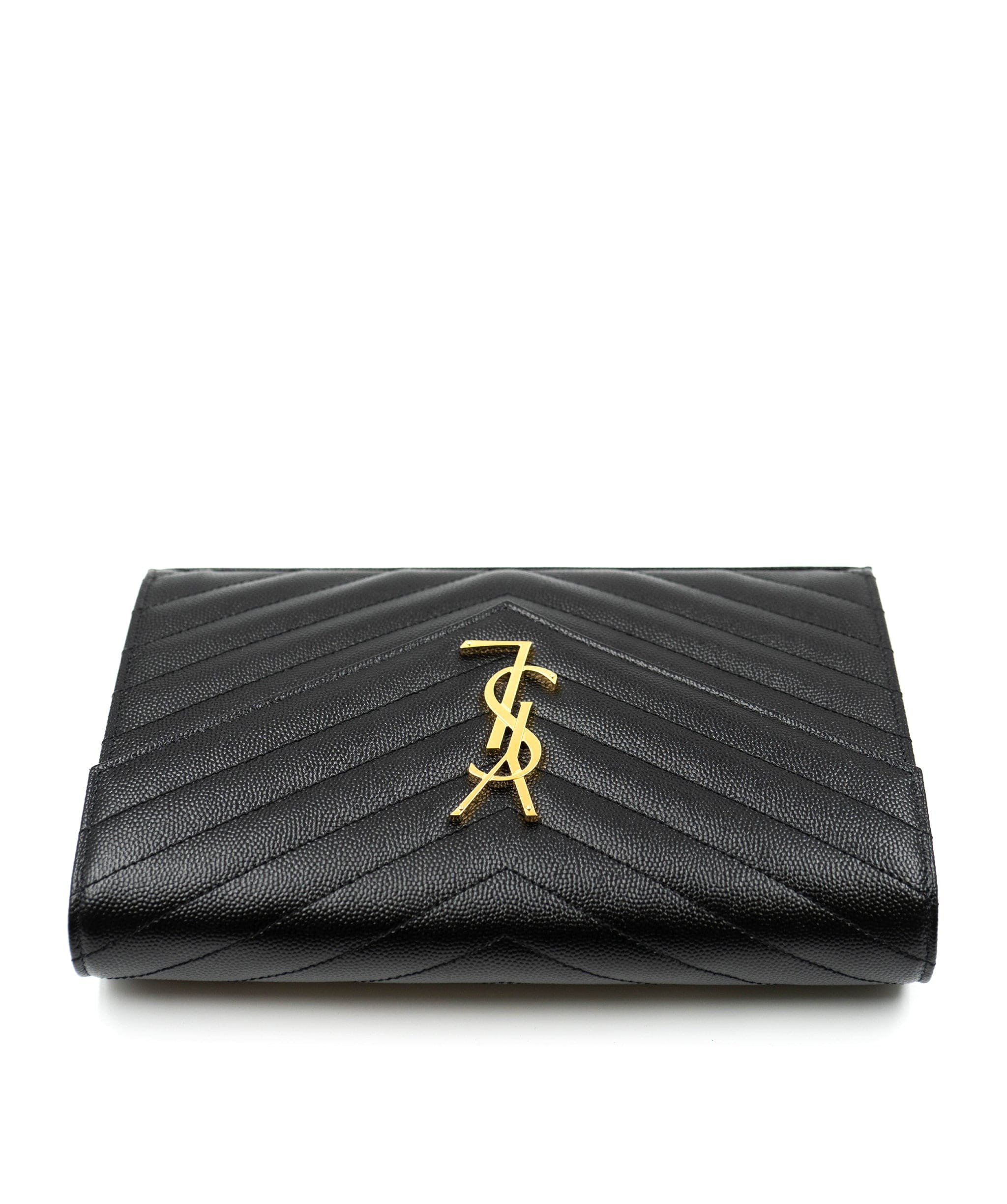 Yves Saint Laurent Black Chevron grained leather AGC1219