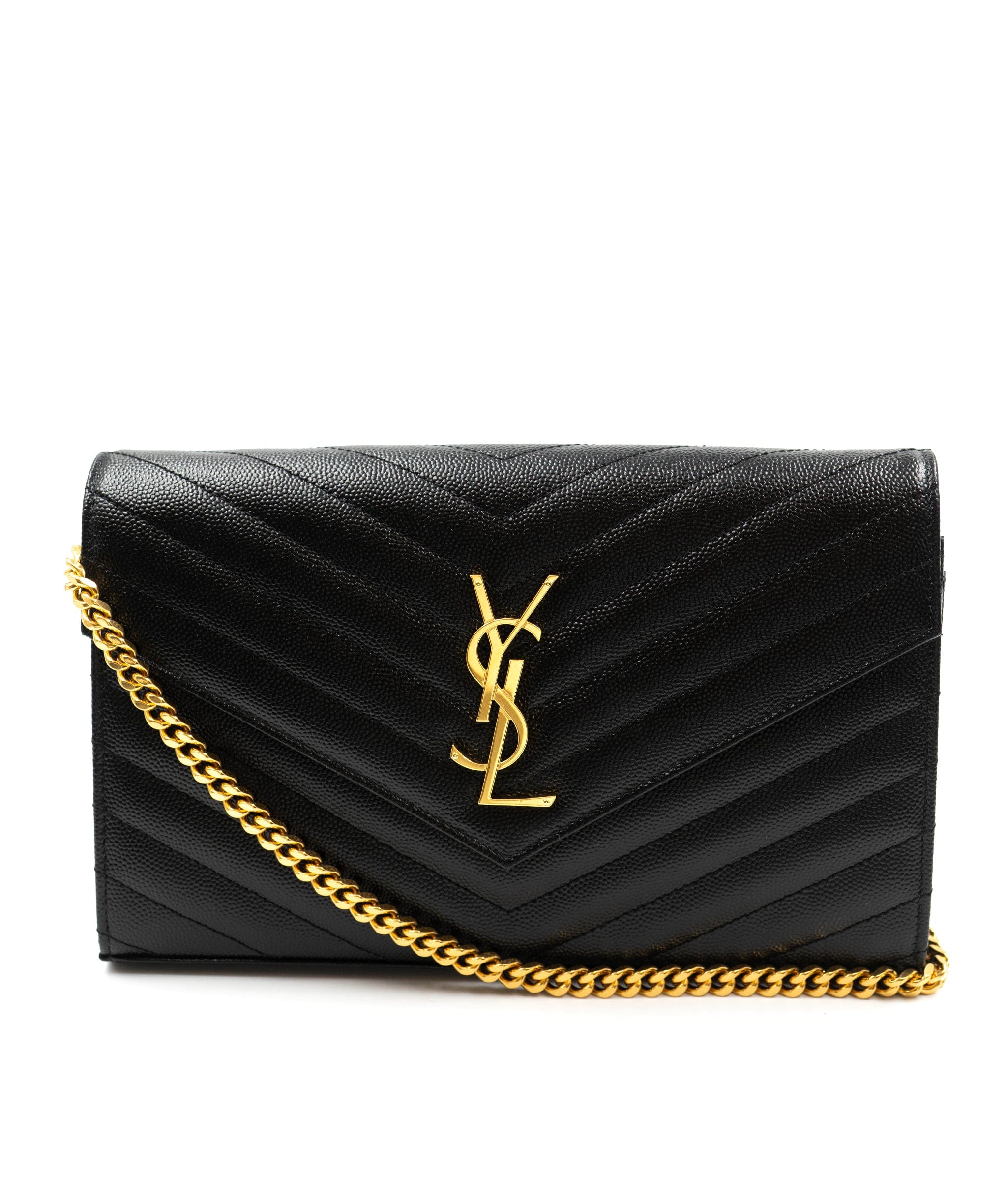 Yves Saint Laurent Black Chevron grained leather AGC1219