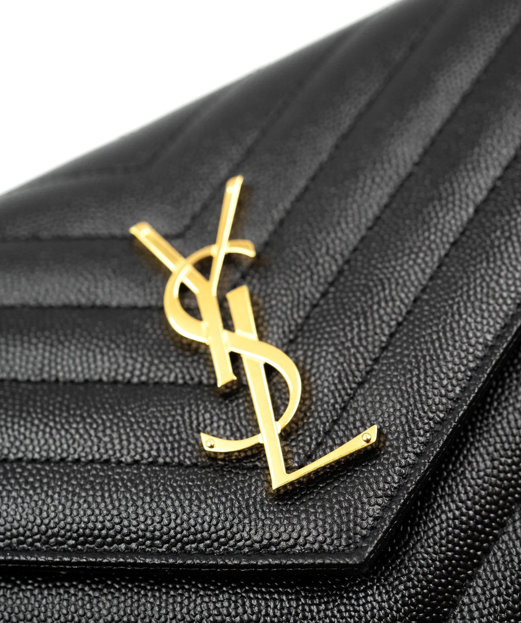 Yves Saint Laurent Black Chevron grained leather AGC1219