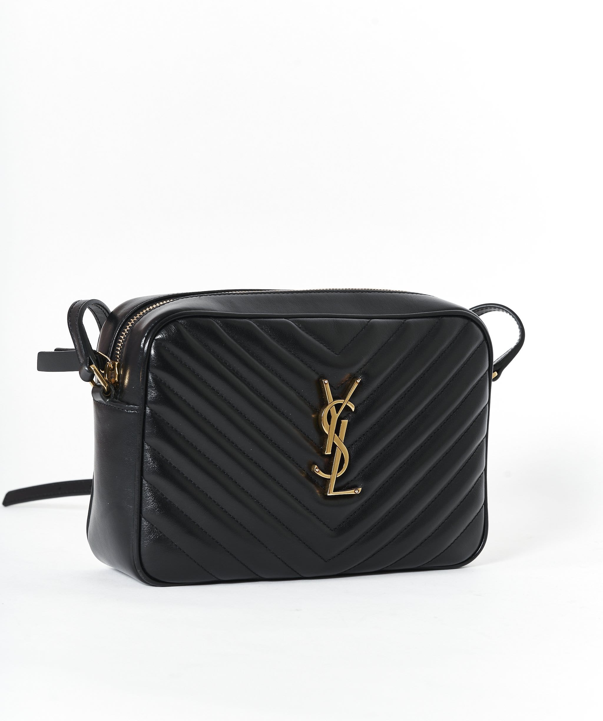 Yves Saint Laurent Saint Laurent Black Chevron Leather Camera Bag GHW