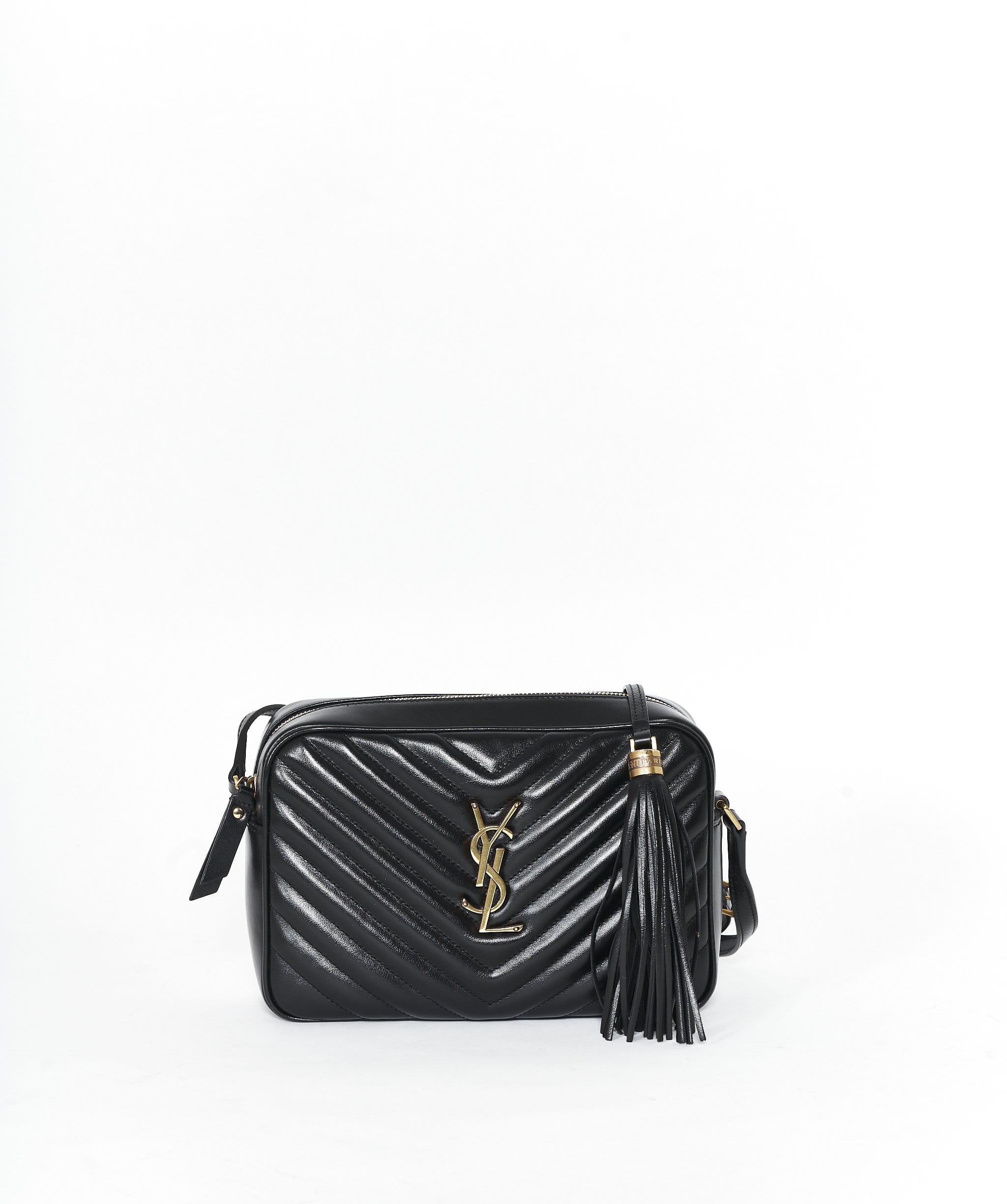 Yves Saint Laurent Saint Laurent Black Chevron Leather Camera Bag GHW