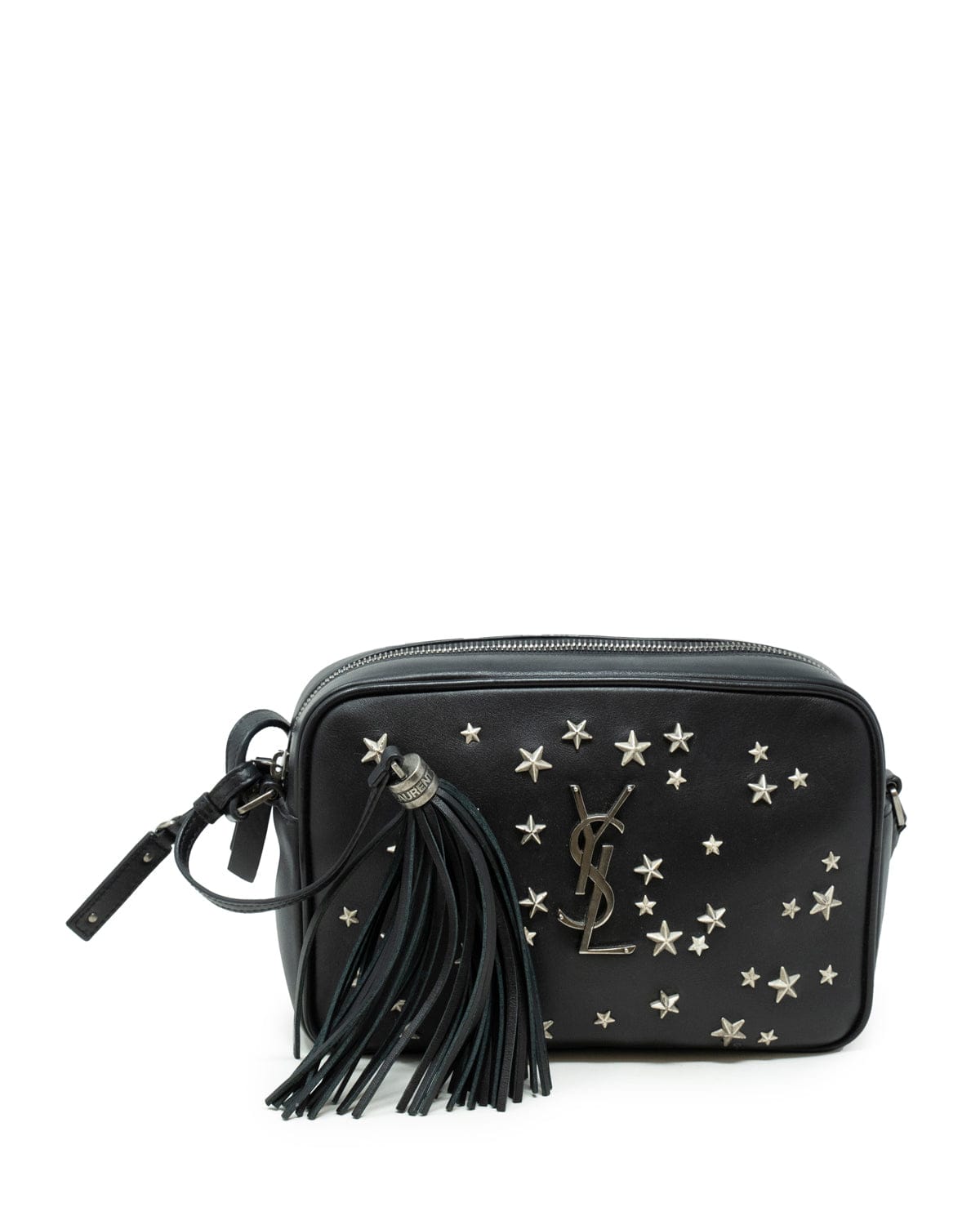 Yves Saint Laurent Saint Laurent Black Leather Star Detail Crossbody Camera Bag  - AGL1833