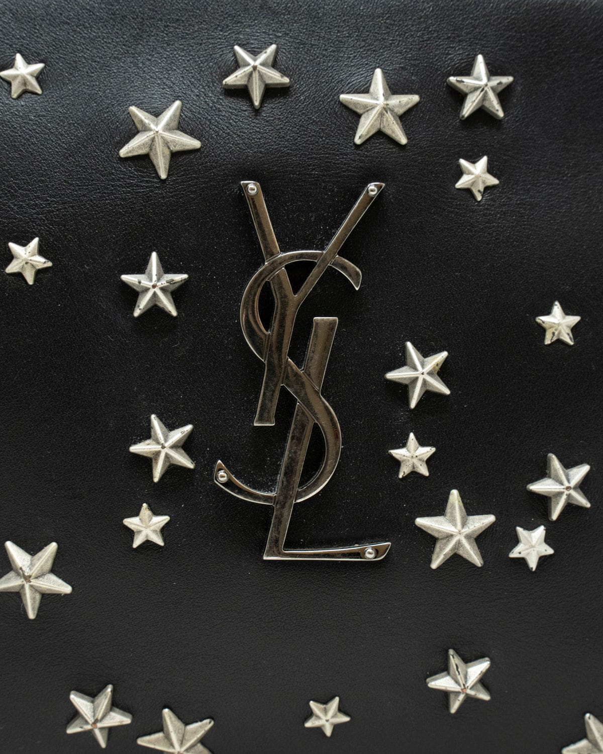 Yves Saint Laurent Saint Laurent Black Leather Star Detail Crossbody Camera Bag  - AGL1833