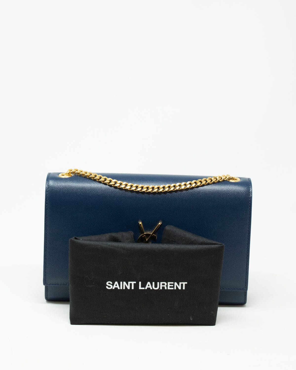 Yves Saint Laurent Saint Laurent Blue Graine de Poudre Medium Kate Bag - AWL2537