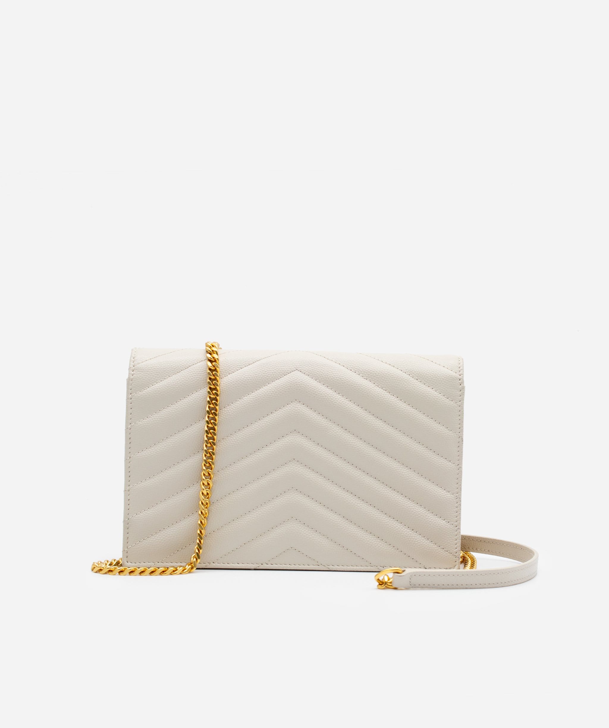 Yves Saint Laurent Saint Laurent Chevron White CrossBody Wallet on Chain bag