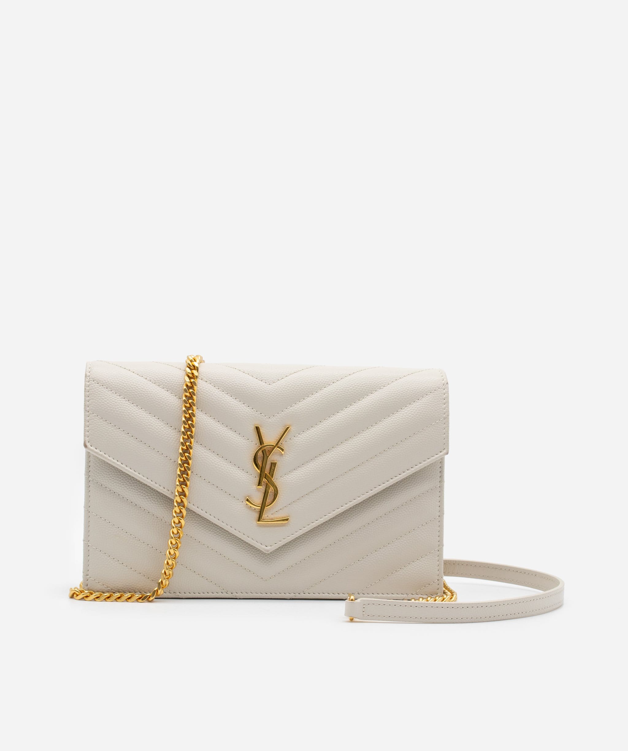 Yves Saint Laurent Saint Laurent Chevron White CrossBody Wallet on Chain bag