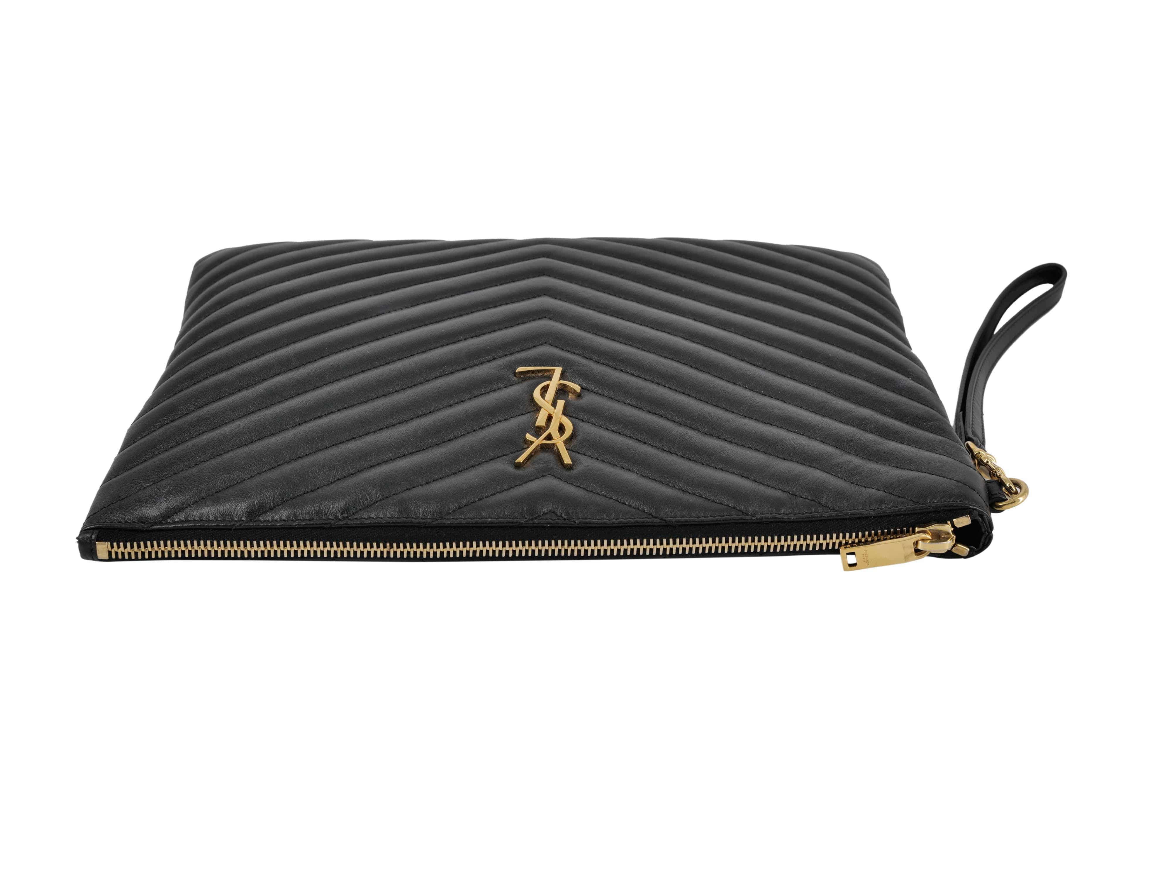 Yves Saint Laurent YSL Black Chevron Clutch RJL1812