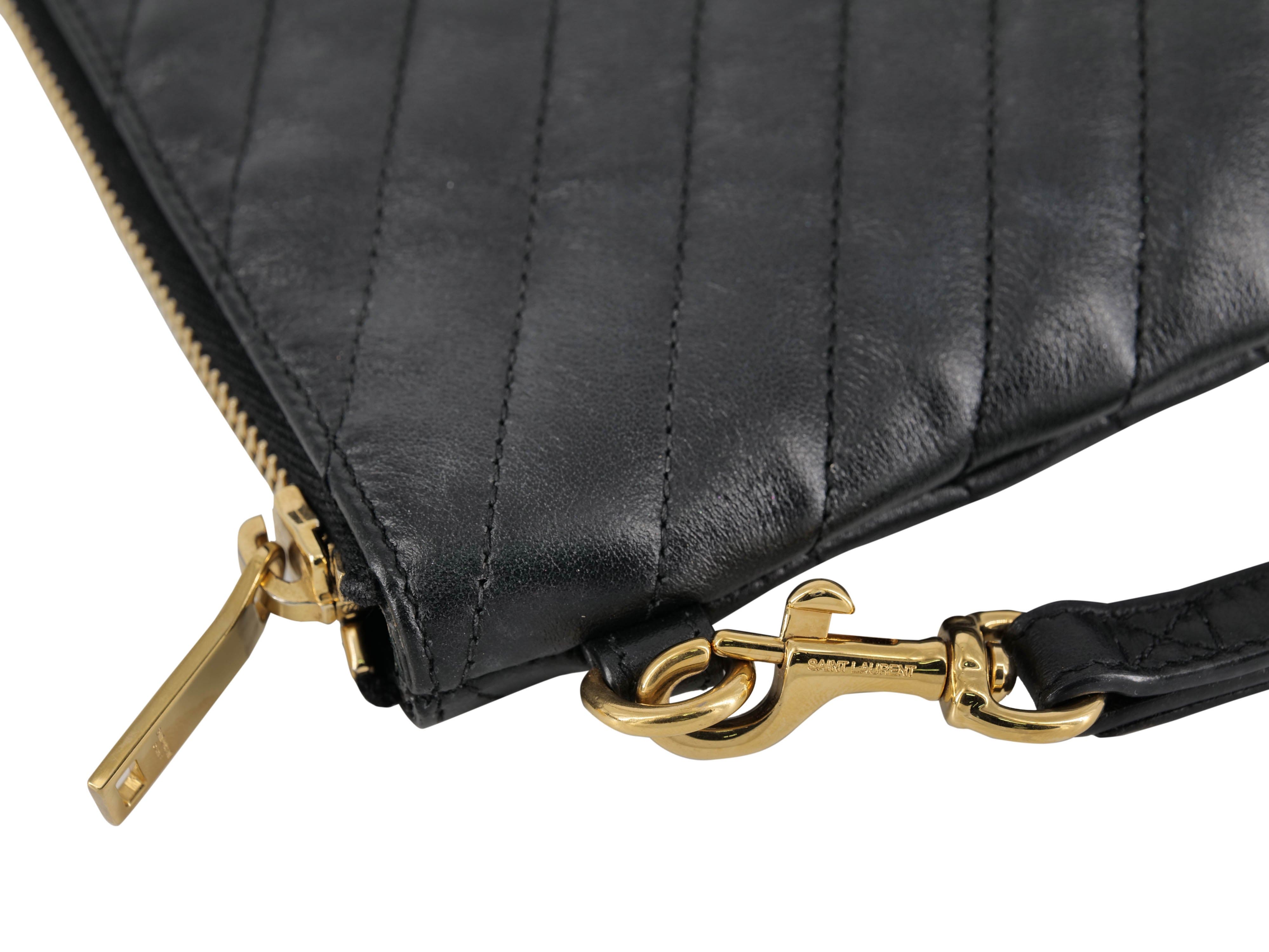 Yves Saint Laurent YSL Black Chevron Clutch RJL1812