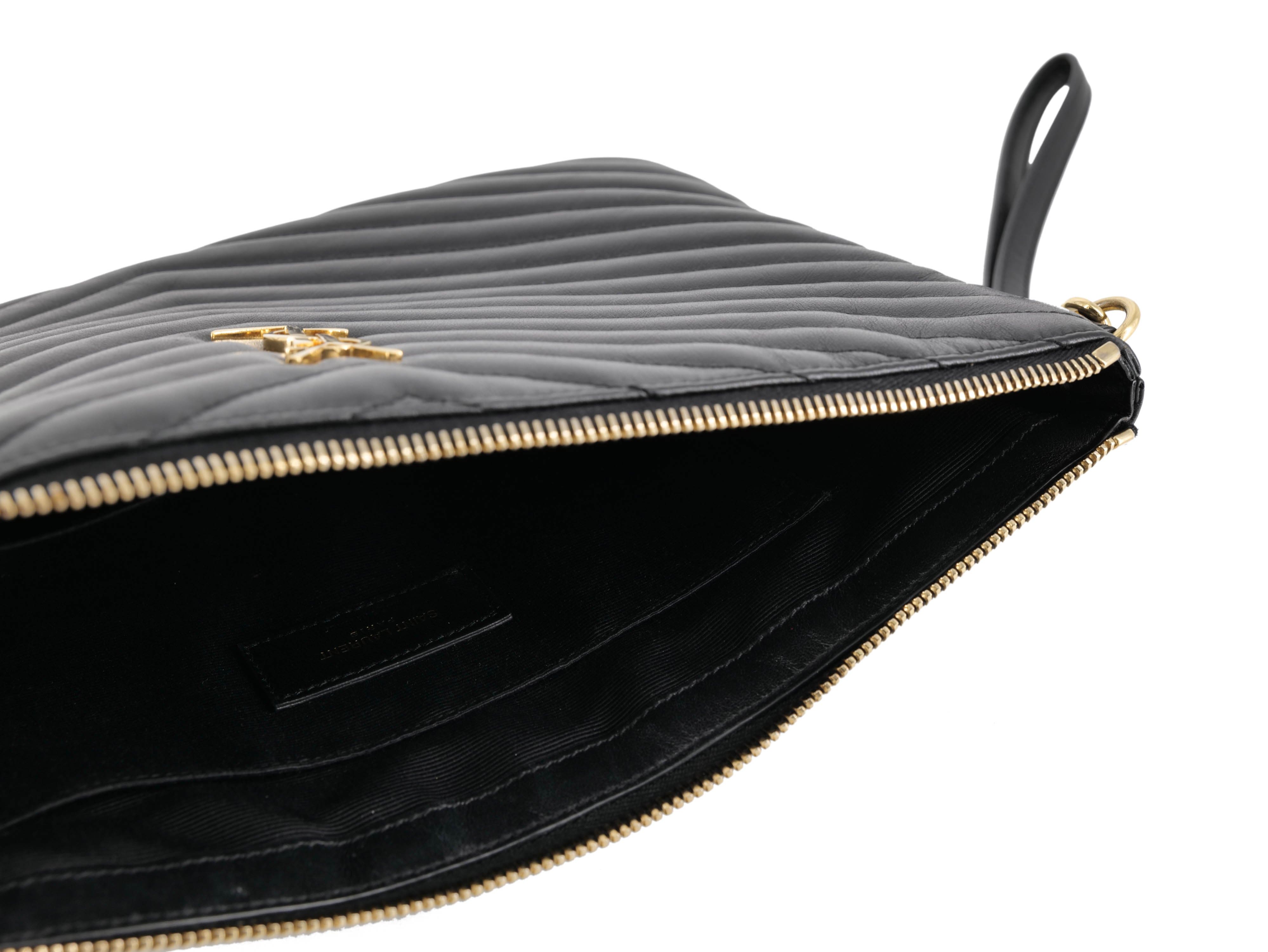 Yves Saint Laurent YSL Black Chevron Clutch RJL1812