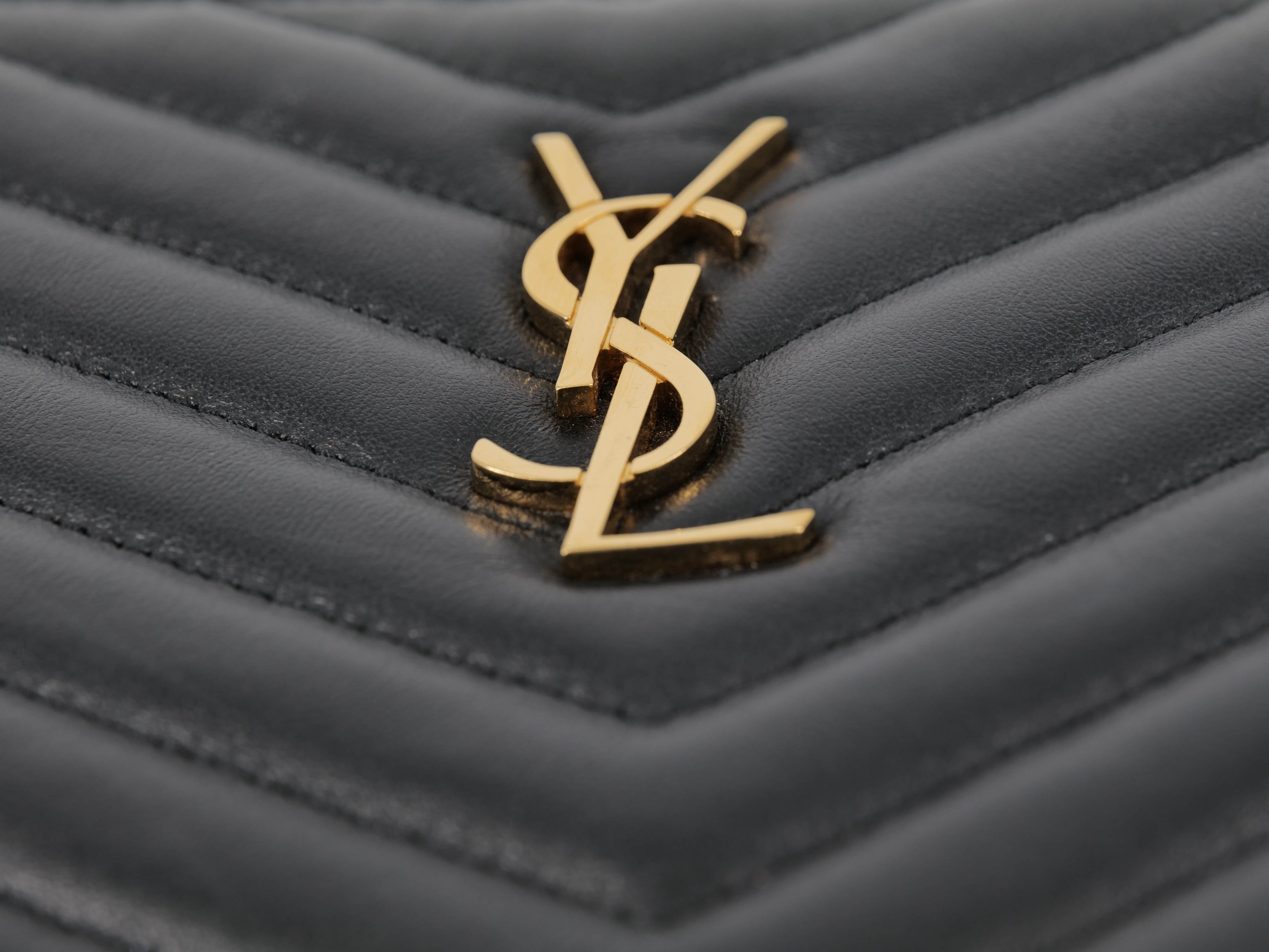 Yves Saint Laurent YSL Black Chevron Clutch RJL1812