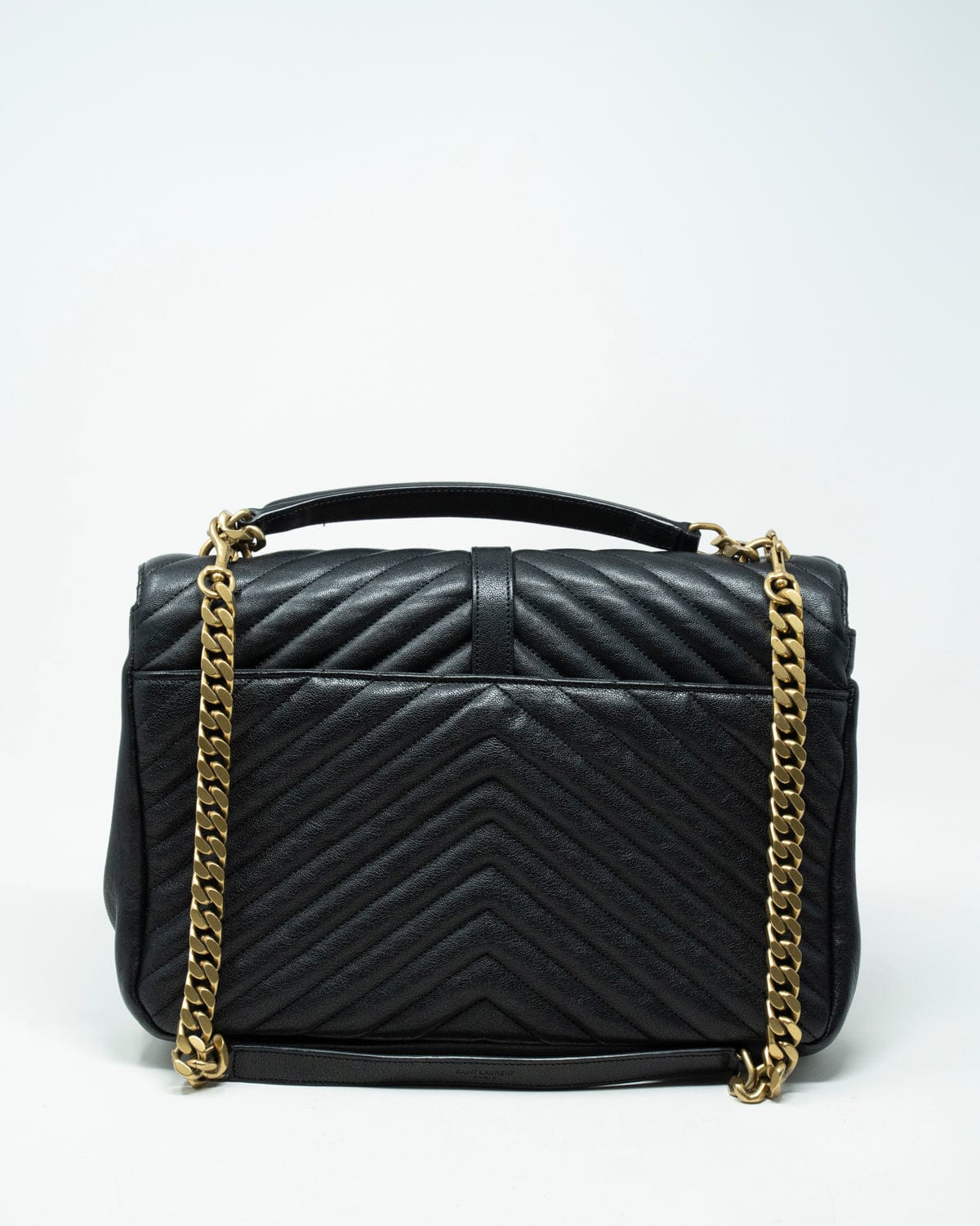 Yves Saint Laurent YSL Black Chevron Medium college bag - AWL3124