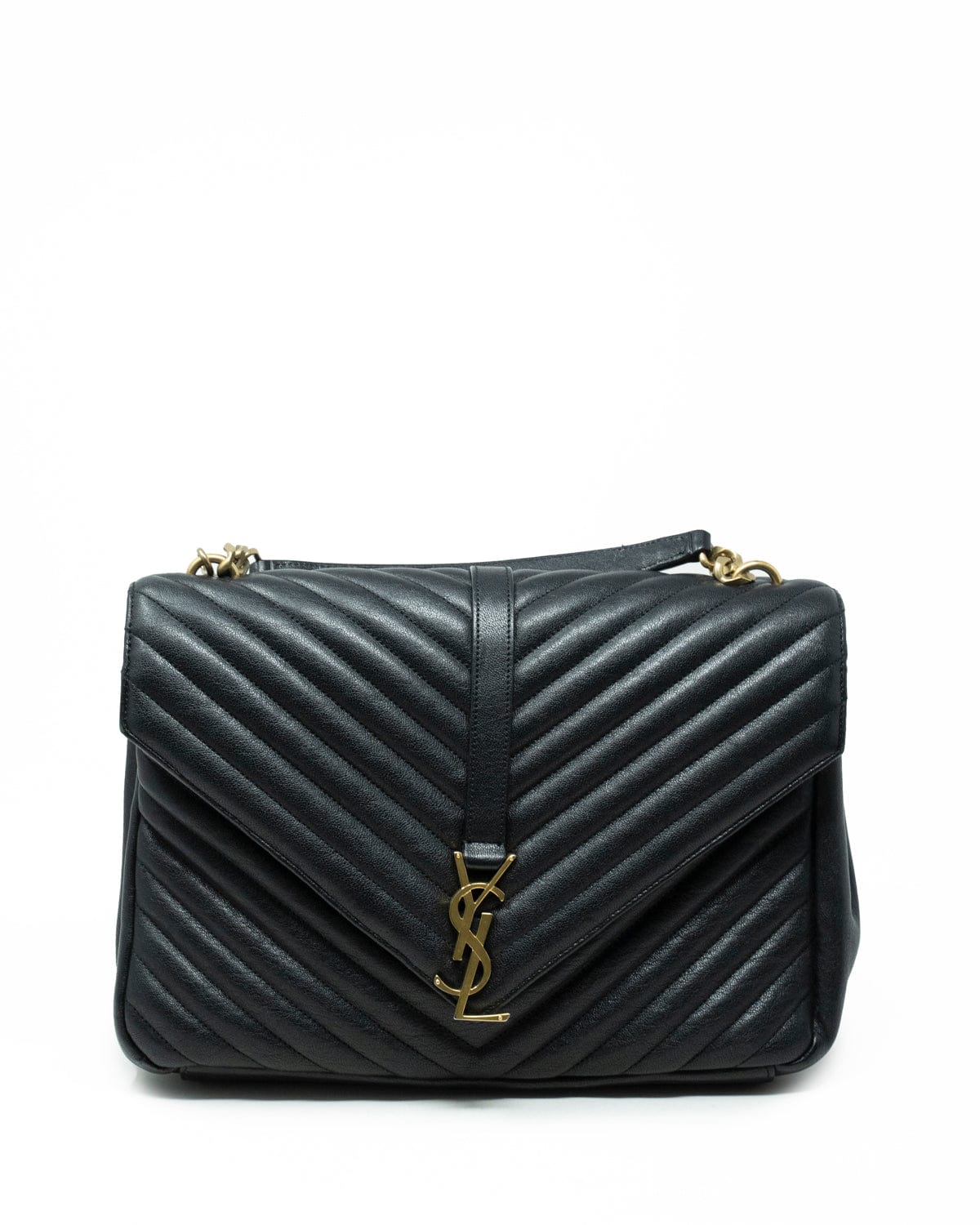 Yves Saint Laurent YSL Black Chevron Medium college bag - AWL3124