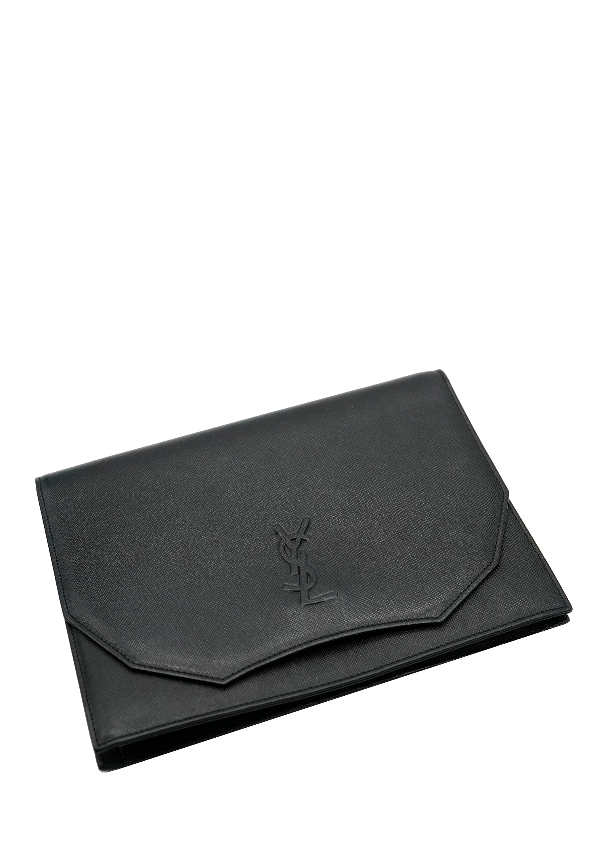 Yves Saint Laurent YSL black leather clutch bag AWL4258