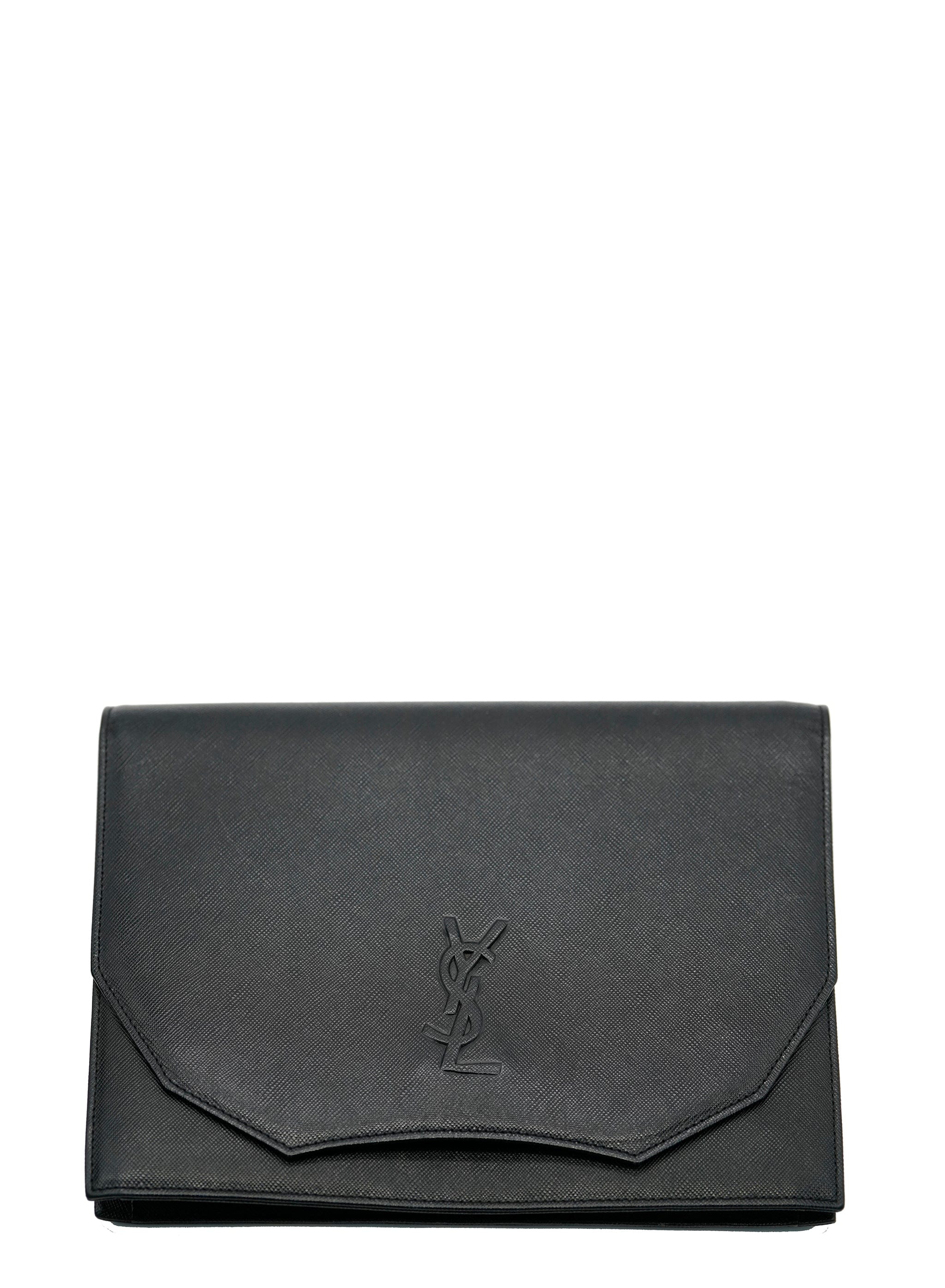 Yves Saint Laurent YSL black leather clutch bag AWL4258