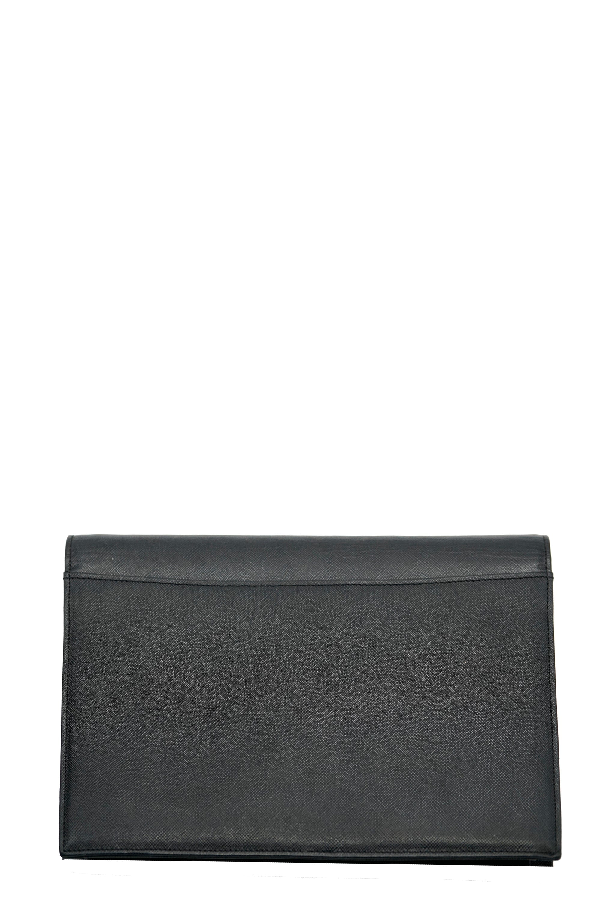 Yves Saint Laurent YSL black leather clutch bag AWL4258