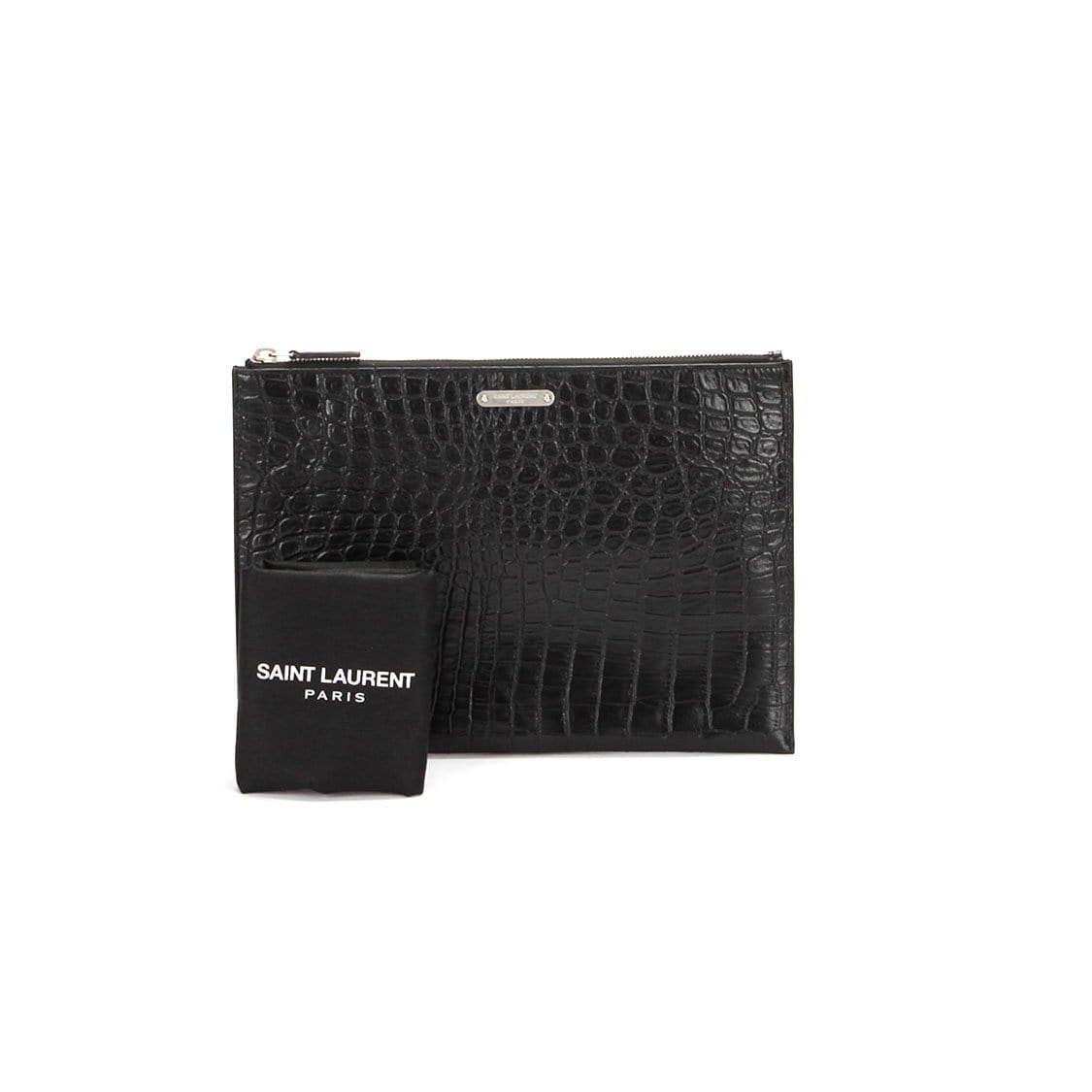 Yves Saint Laurent YSL Croc Embossed Zip Clutch Bag - RCL1198