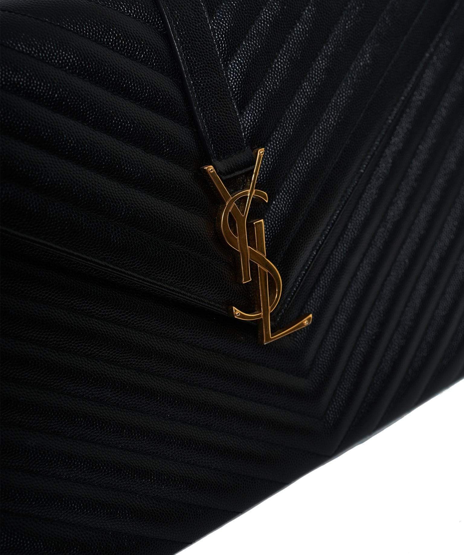 Yves Saint Laurent YSL large envelope black bag GHW AGL1179