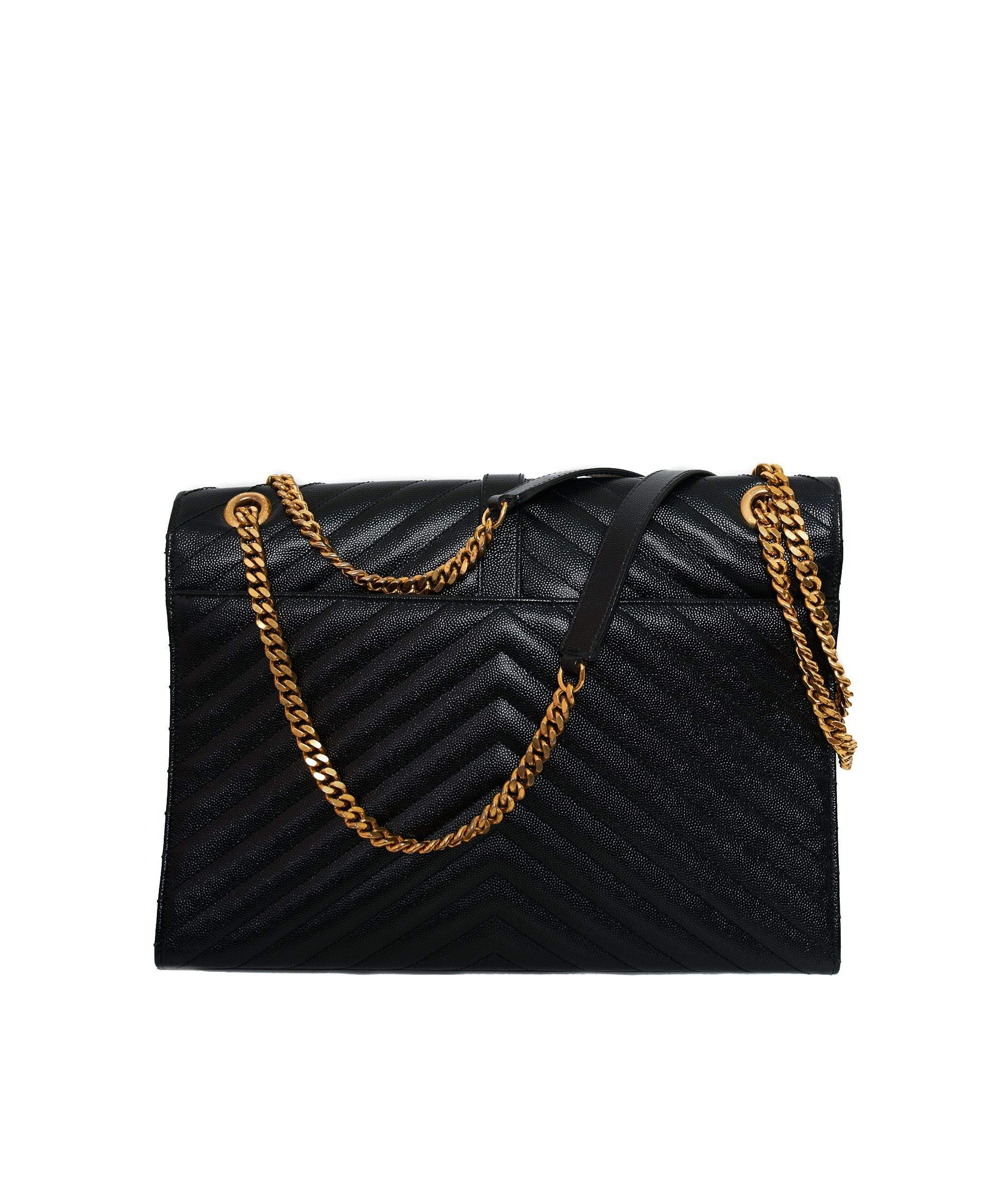 Yves Saint Laurent YSL large envelope black bag GHW AGL1179