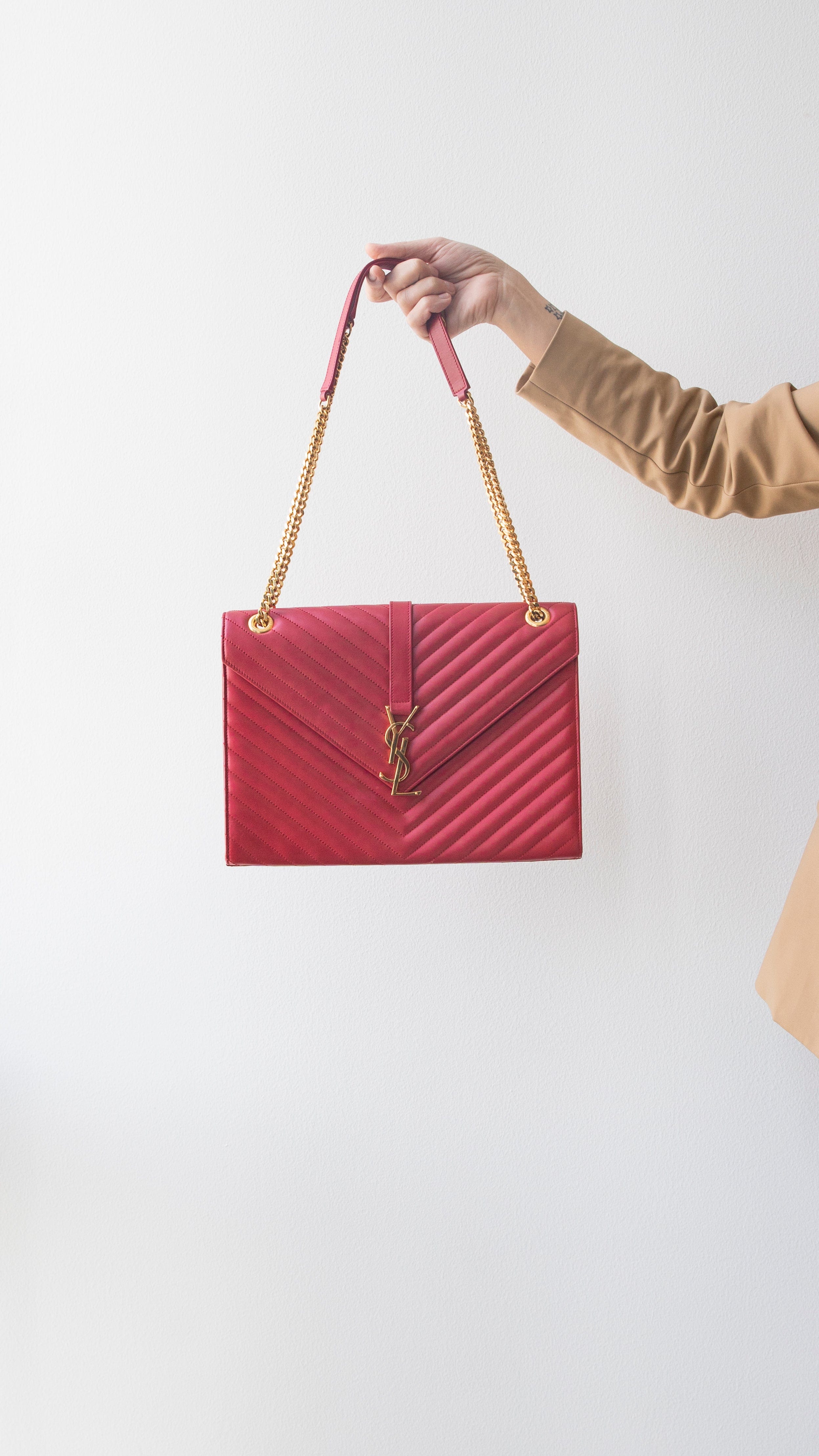 Yves Saint Laurent YSL Red Chevron Bag RJL1550