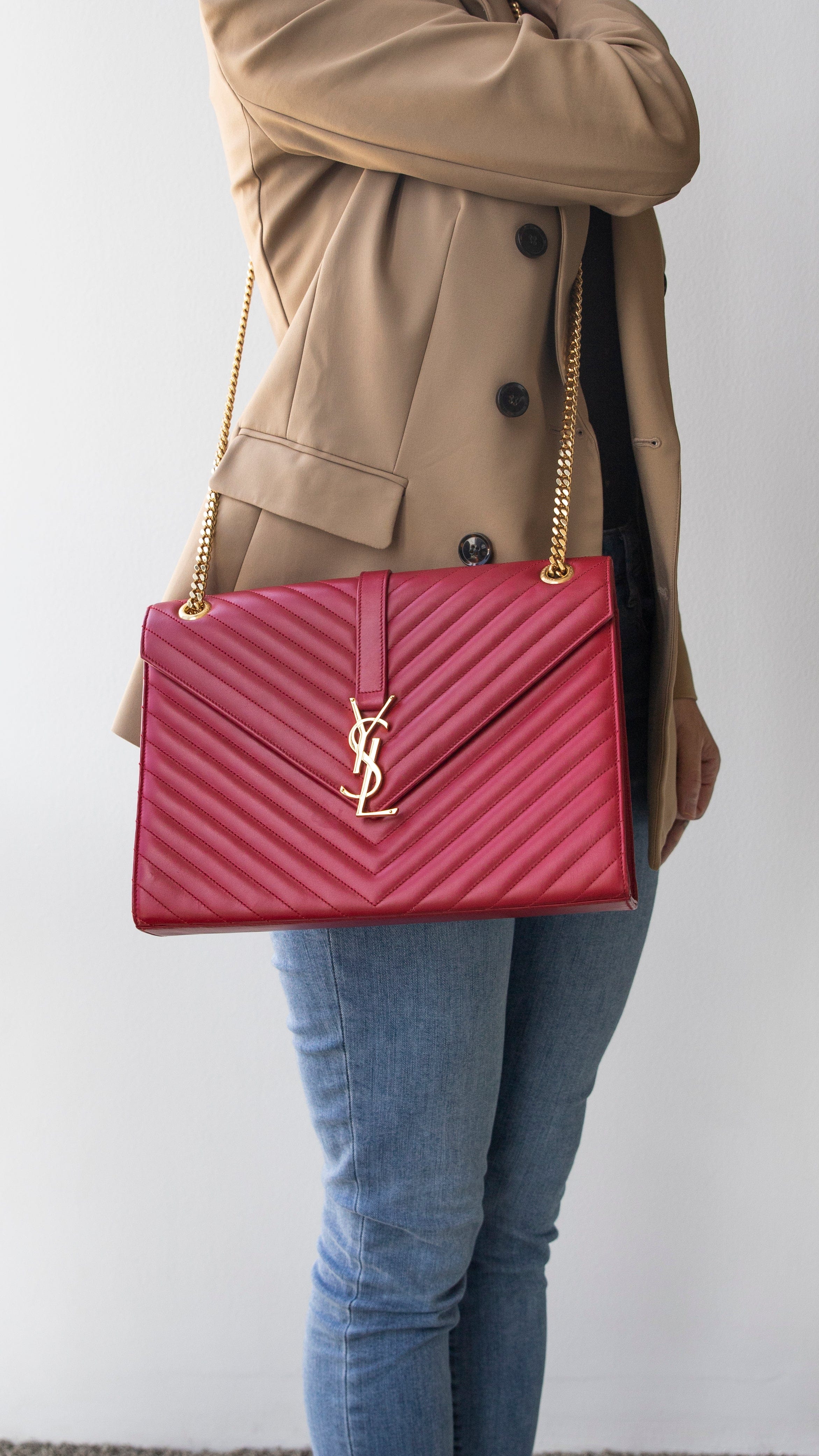 Yves Saint Laurent YSL Red Chevron Bag RJL1550